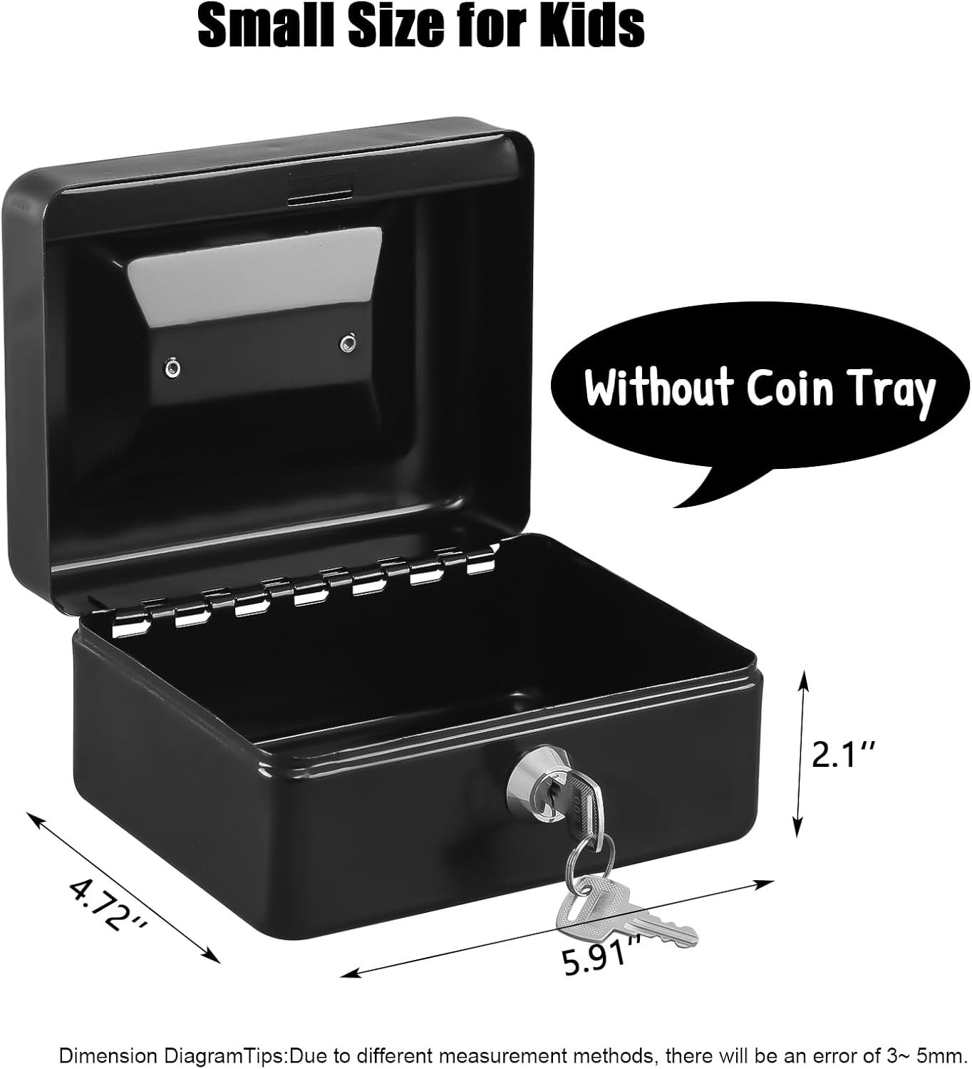 Durable Key Lock Cash Box – Scratch Resistant, Portable – 5.91×4.72×3.15 Black