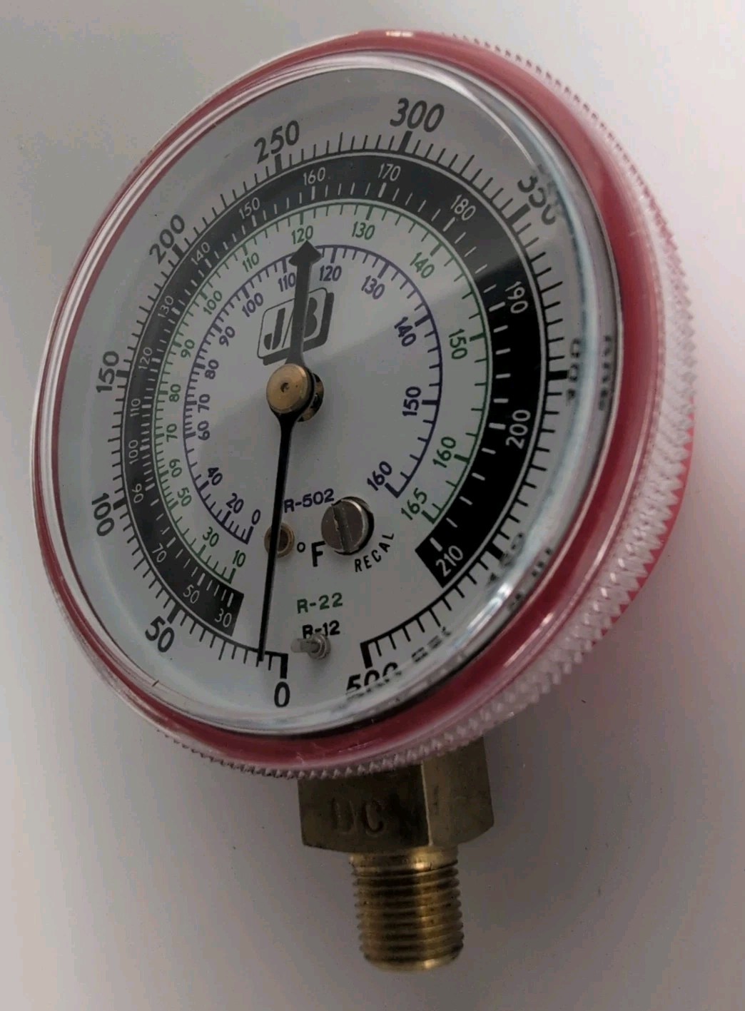 JB INDUSTRIES Highside Manifold Gauge, 2-1/2 Face, Red, 1/8 NPT, R-502 R-22 R-12