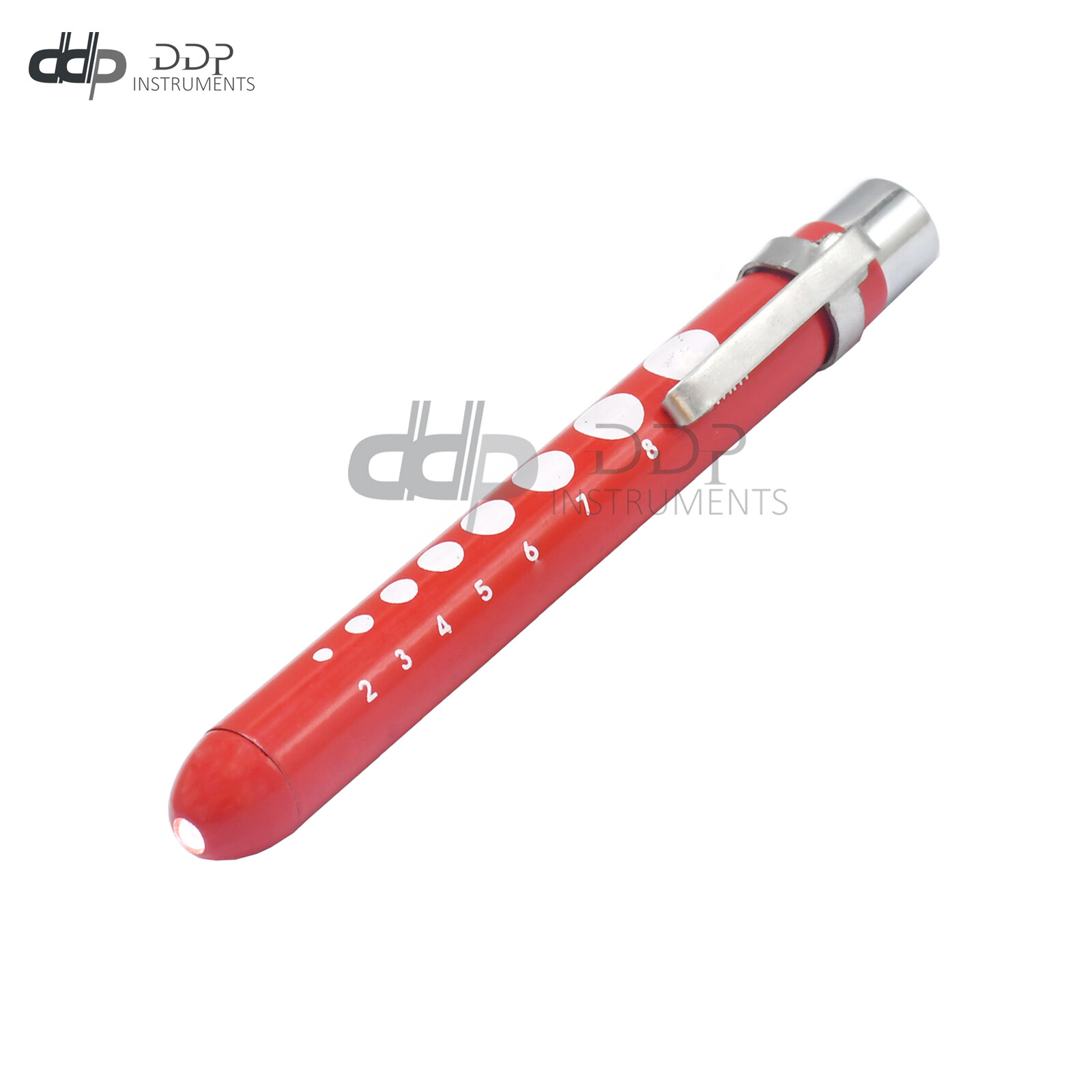 Red Reusable Nurse Penlight Pocket Medical LED with Pupil Gauge PL-014