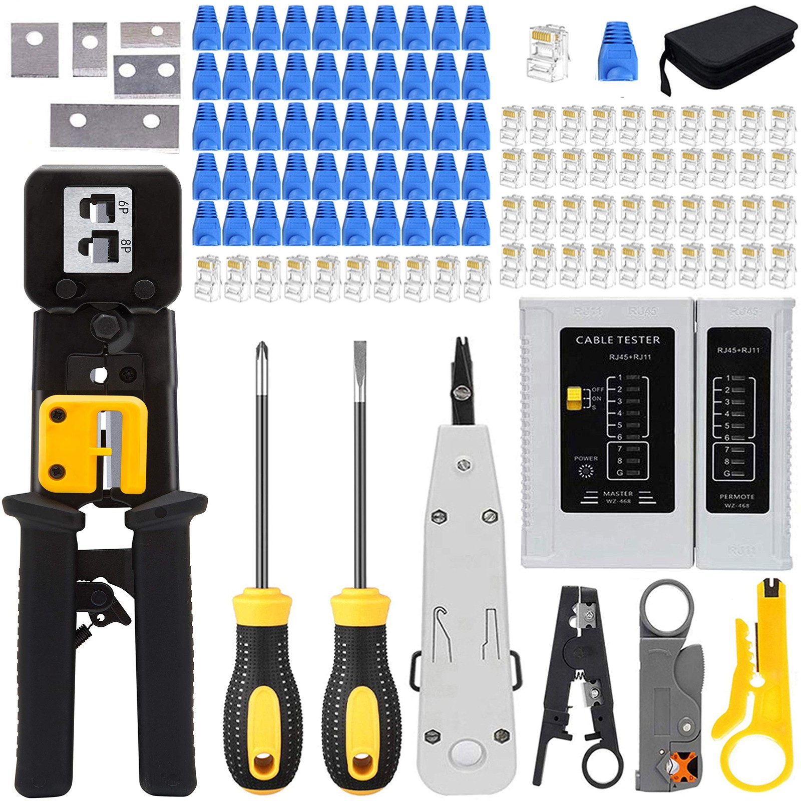 LEATBUY RJ45 Crimping Tool Kit for RJ11/RJ12/CAT5/CAT6/Cat5e, Professional Co…