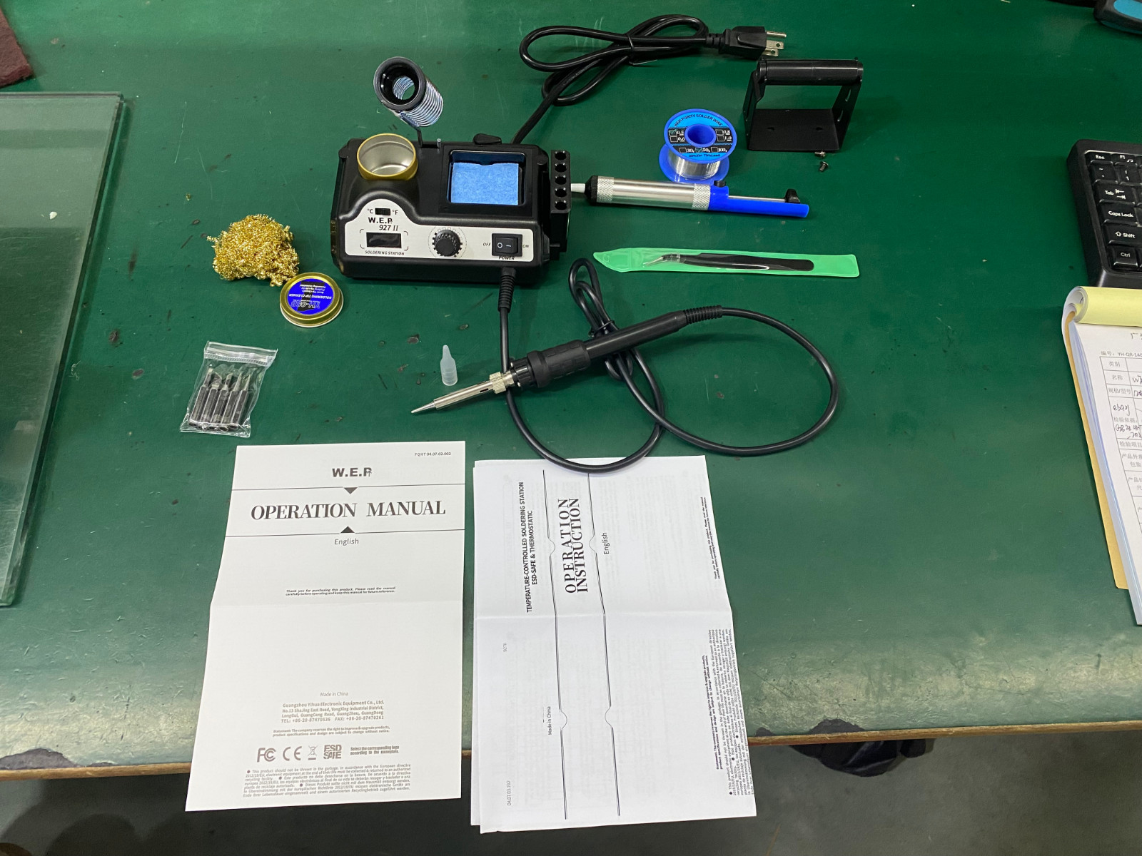 WEP Digital Rework Station Portable Soldering Iron Kit Hot Air Gun Desolder Tool