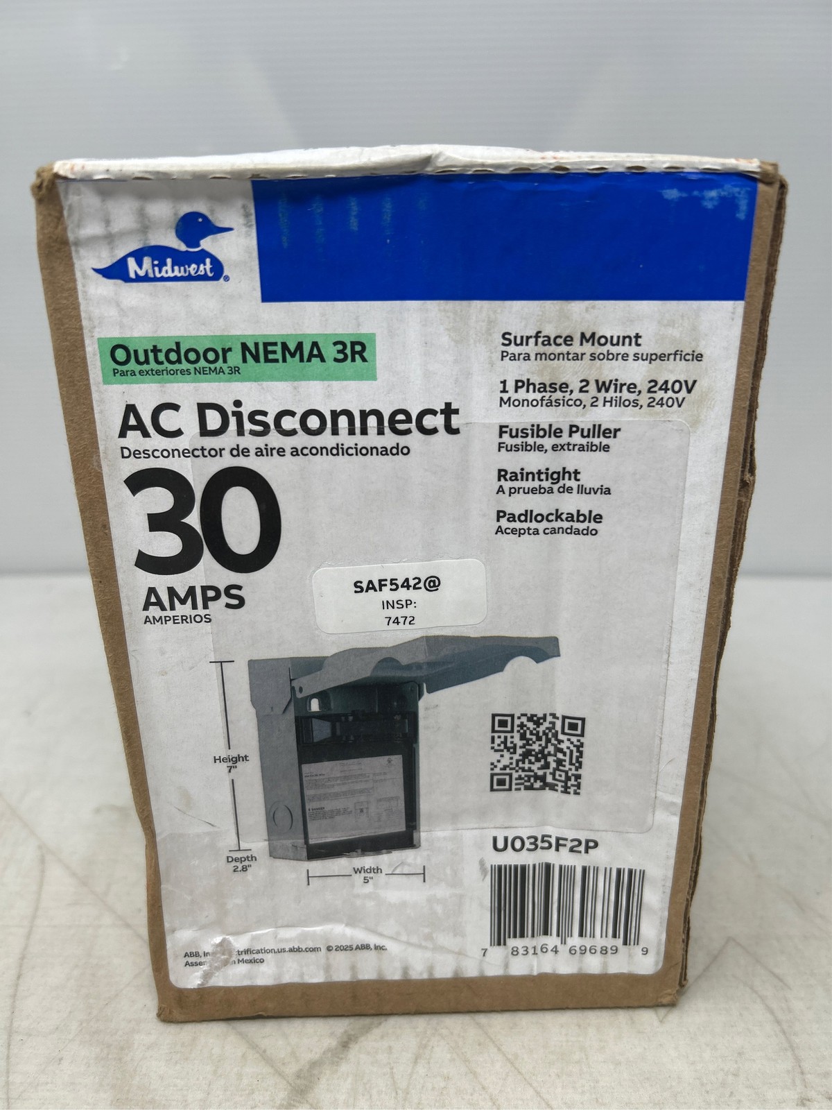 Midwest Electric Products 30-Amp 120/240-Volt Fused AC Disconnect (U035F2P)