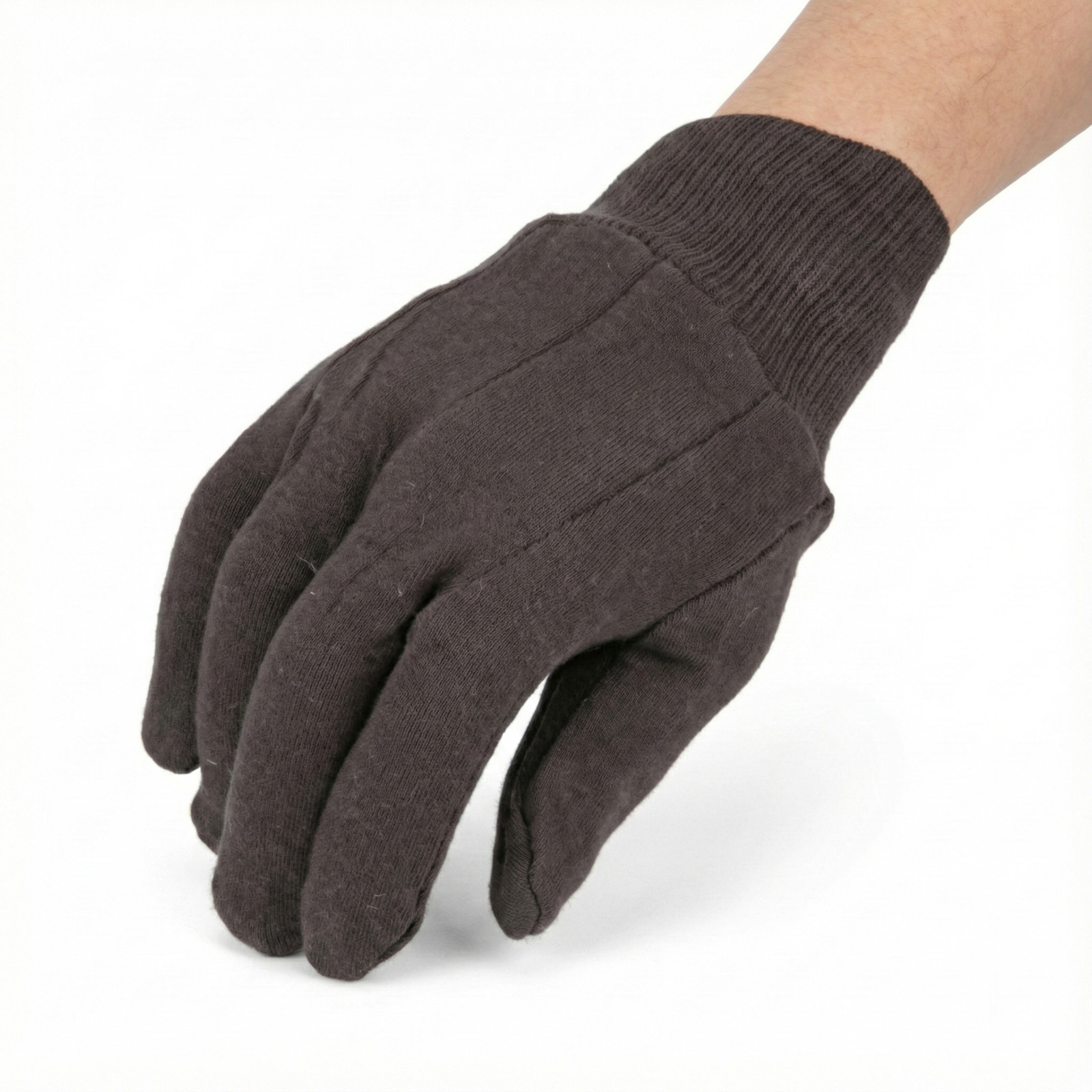 Non-Disposable Gloves 1 Dozen Large Brown Jersey Gloves Polyester, Cotton