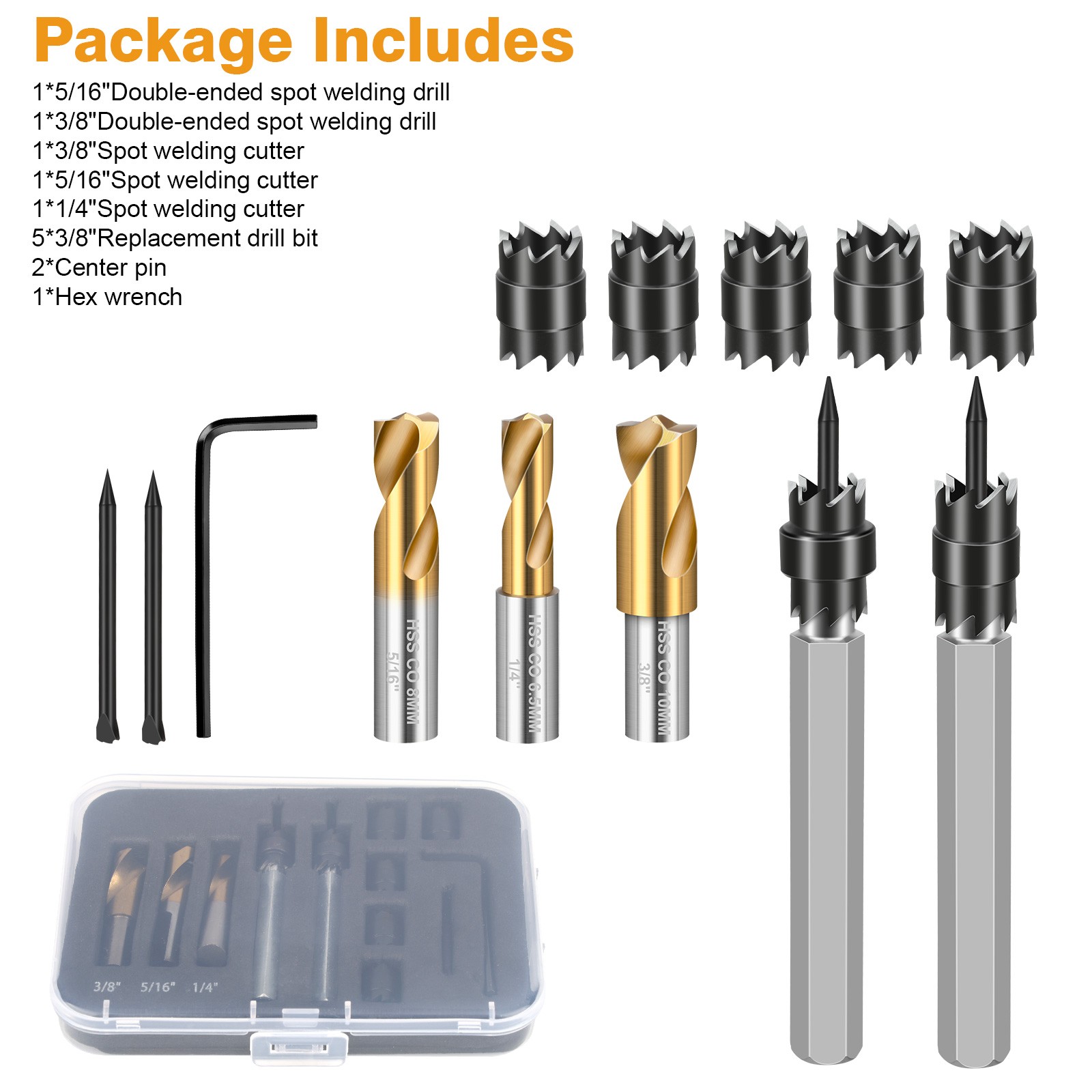3/8″ 5/16″Double Sided Spot Weld Cutter Remover Drill Bit Welder Cut Rotary Kit