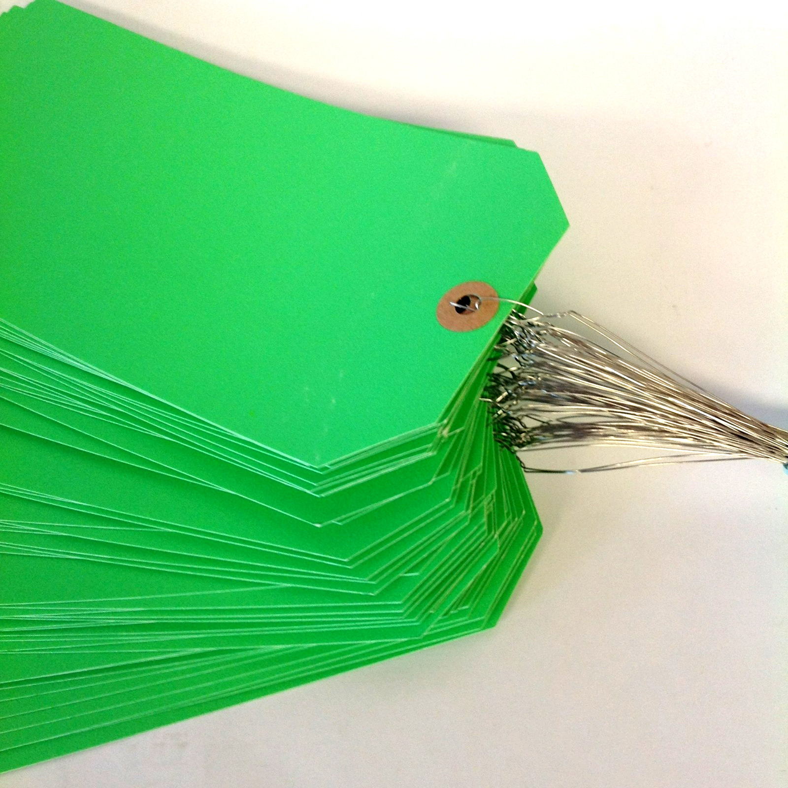 Box of 500 8″ x 4″ Jumbo Shipping Tags GREEN Pre-Wired 13 Pt. G11093D NEW