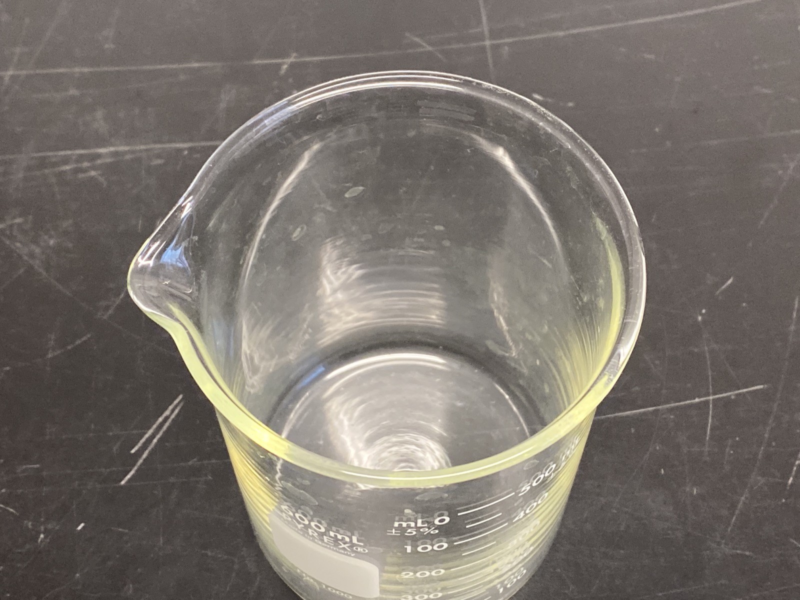 CORNING PYREX Glass 600mL Low Form Dual Scale Graduated Griffin Beaker 1000-600