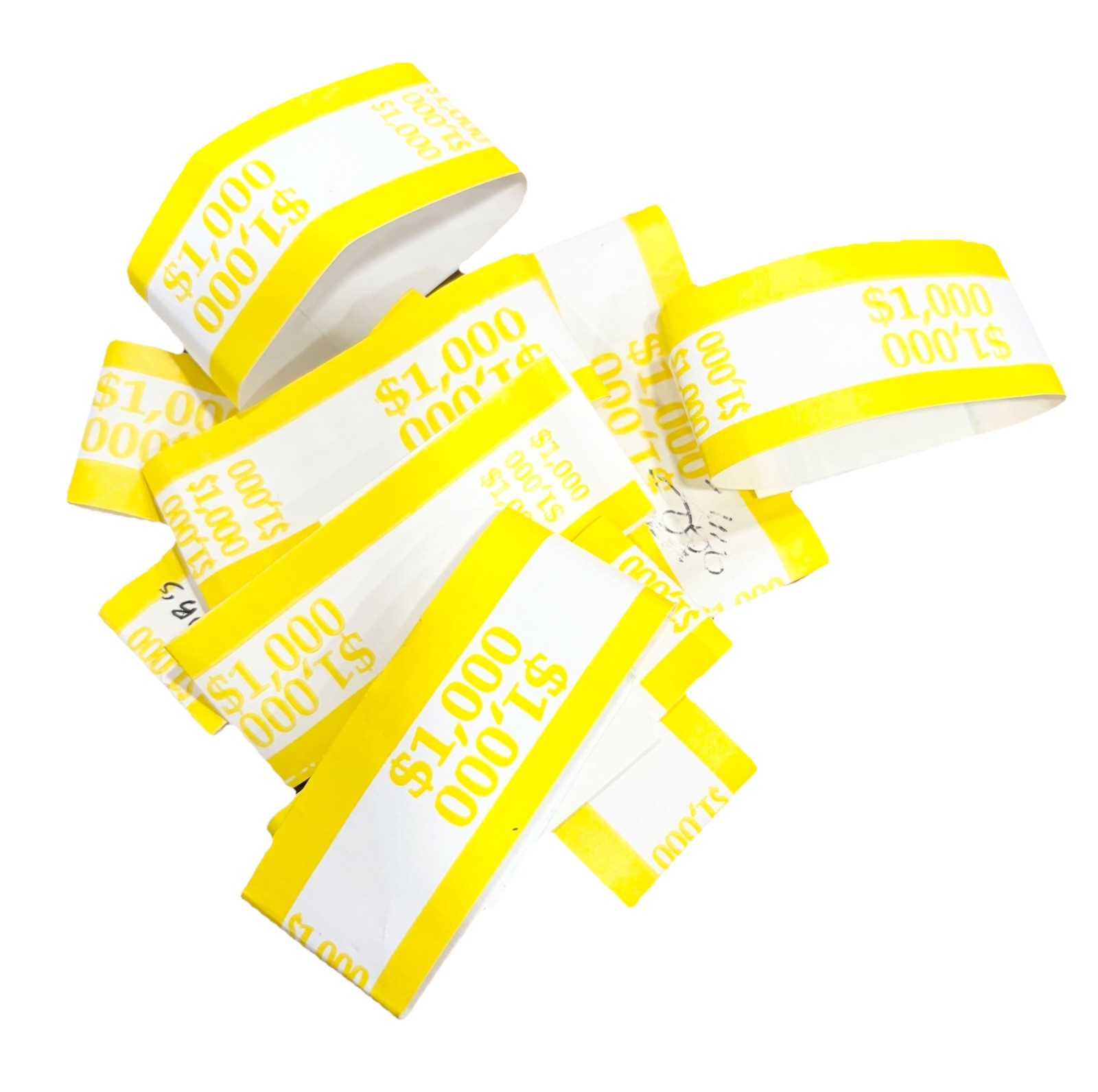 Lot Of About 10 Yellow $1000 Straps $20 Currency Bands cash money bank bill