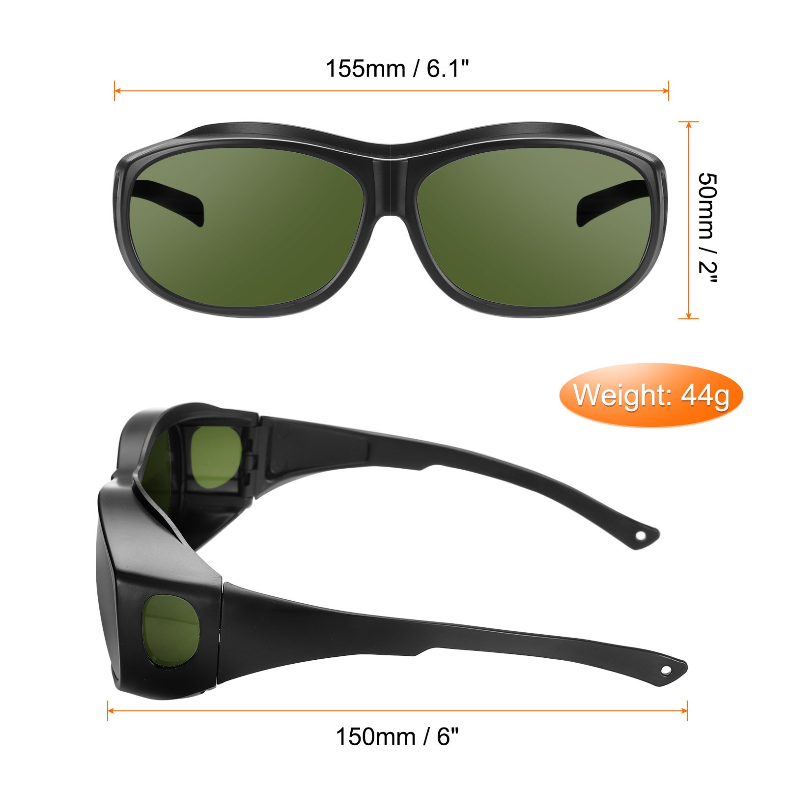 Welding Glasses IR Shade 5 Green CE Certified Protective Glasses Wrap-Around Len