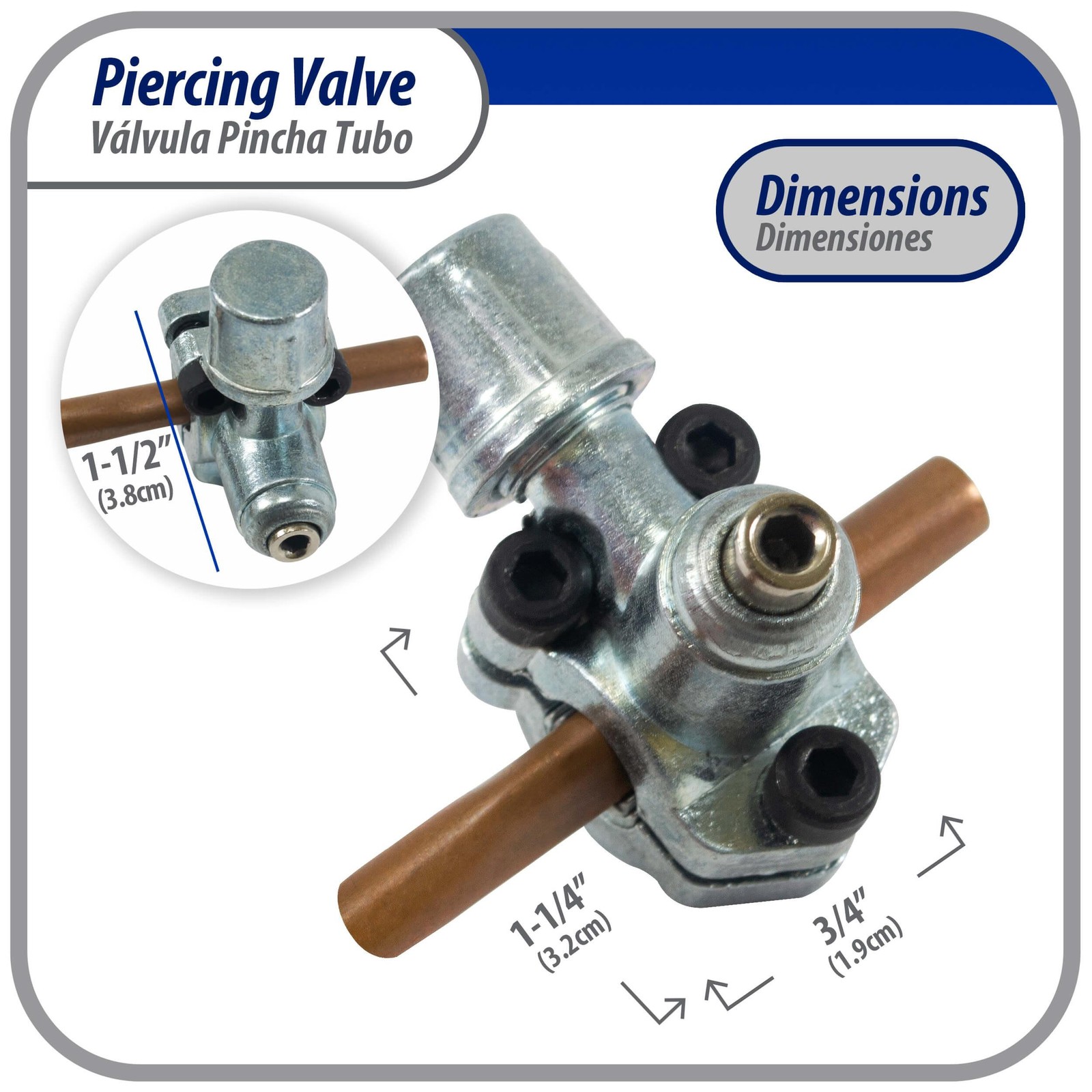 Appli Parts APT-PV110 1/4, 5/16, 3/8 in Bullet Piercing Valve kit with tube size