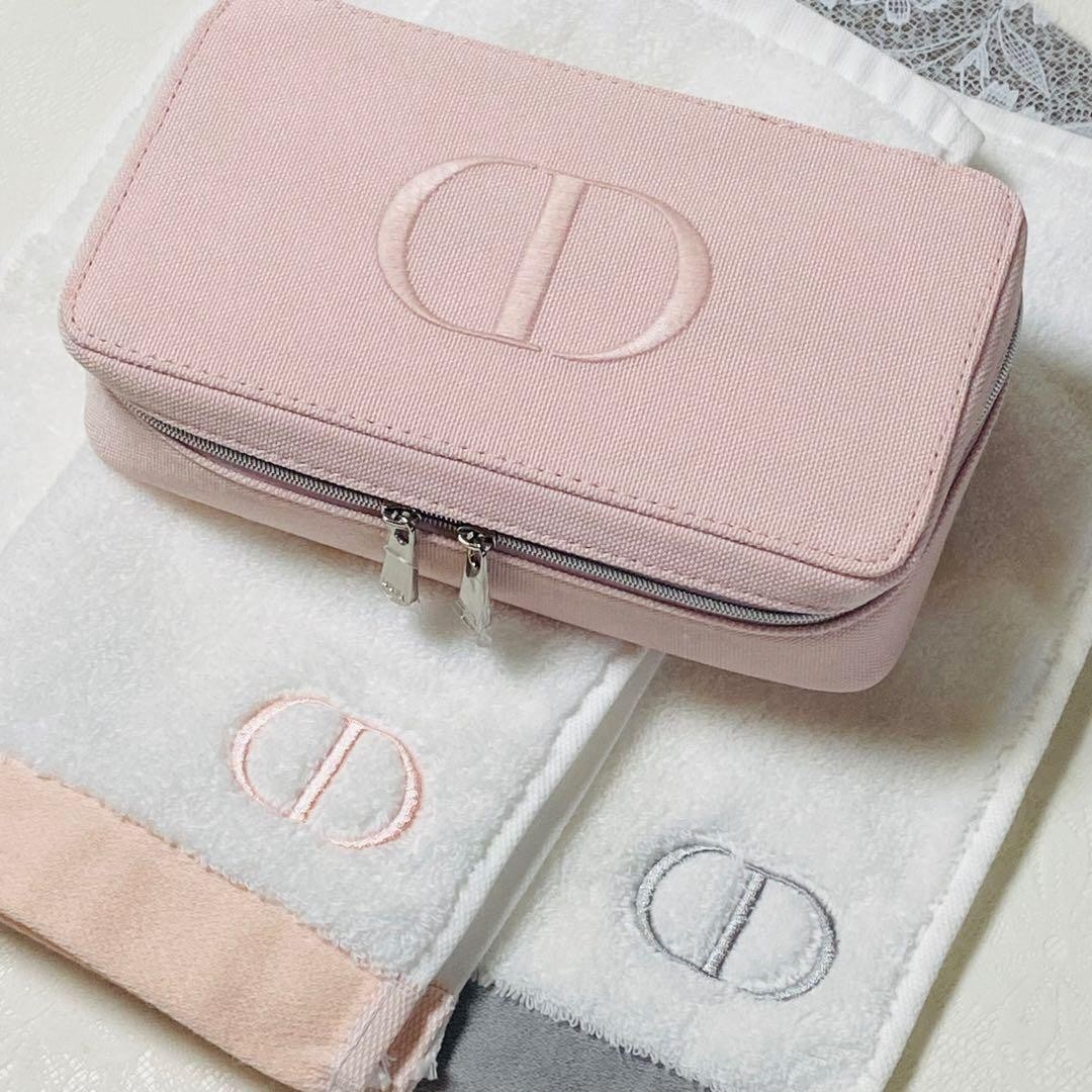 Christian Dior Dior Beauty Cosmetic Pouch & Washcloths Novelty Gift Set