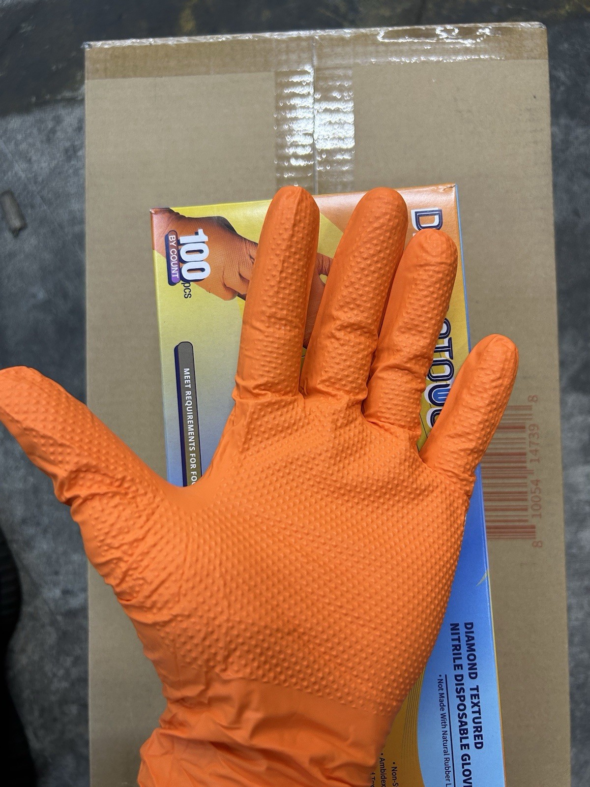 81780D/L 8 MIL Orange Nitrile Diamond Embossed Disposable Gloves 1000/Case