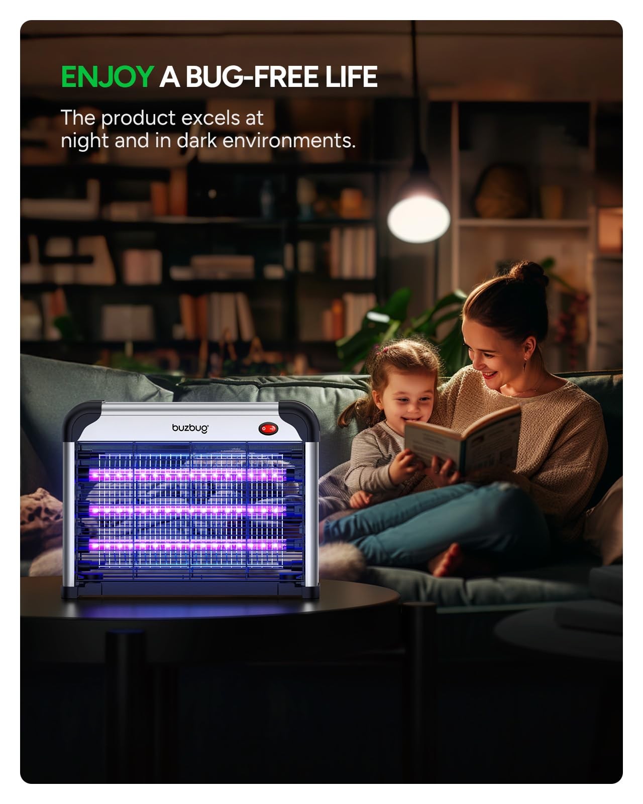 Buzbug Led Bug Zapper Indoor 3800V High-Voltage 3 Led Bulbs Up To 50000 Hours