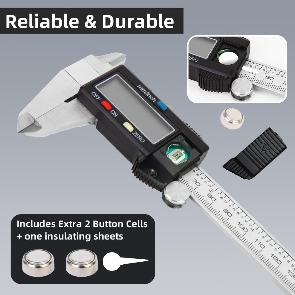 Digital Vernier Caliper Stainless Steel LCD Inch MM Measuring Tool (150mm/6inch)