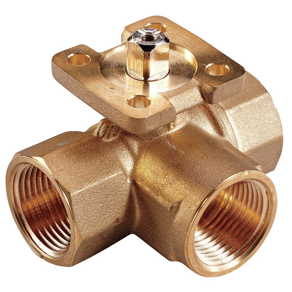 JOHNSON CONTROLS VG1845CP HVAC Ball Valve,Three-Way,Brass,1 in 41P773