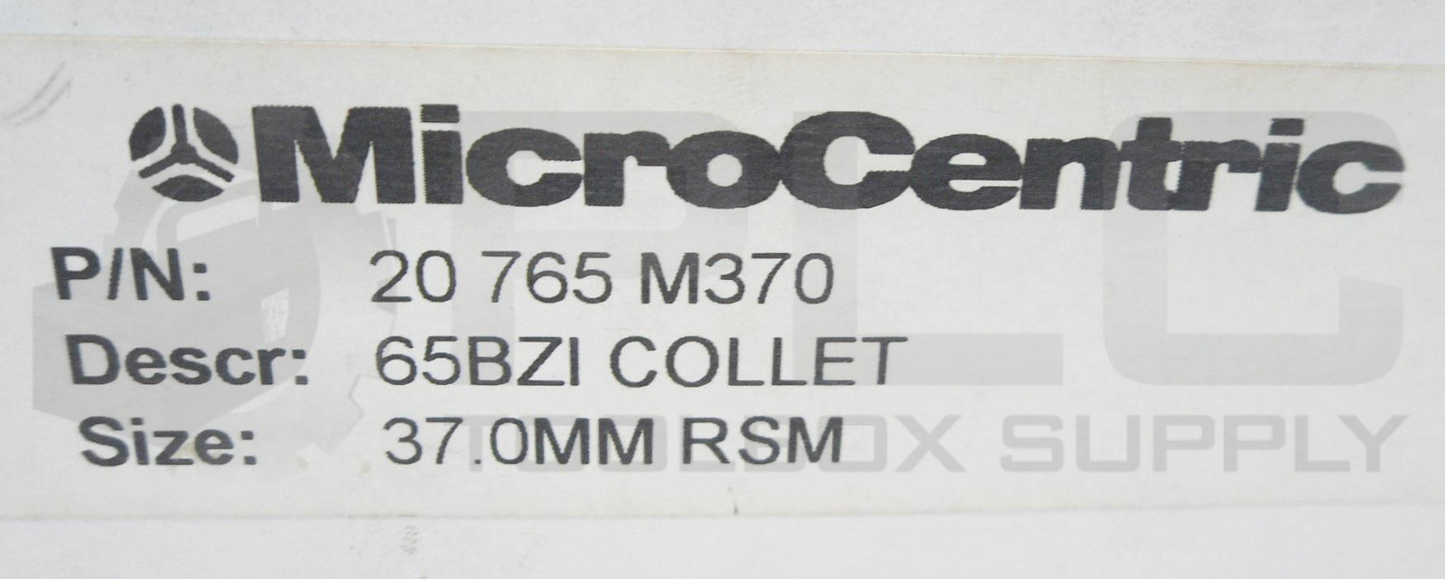 NEW MICROCENTRIC 20 765 M370 65BZI COLLET, SIZE: 37.0MM RSM