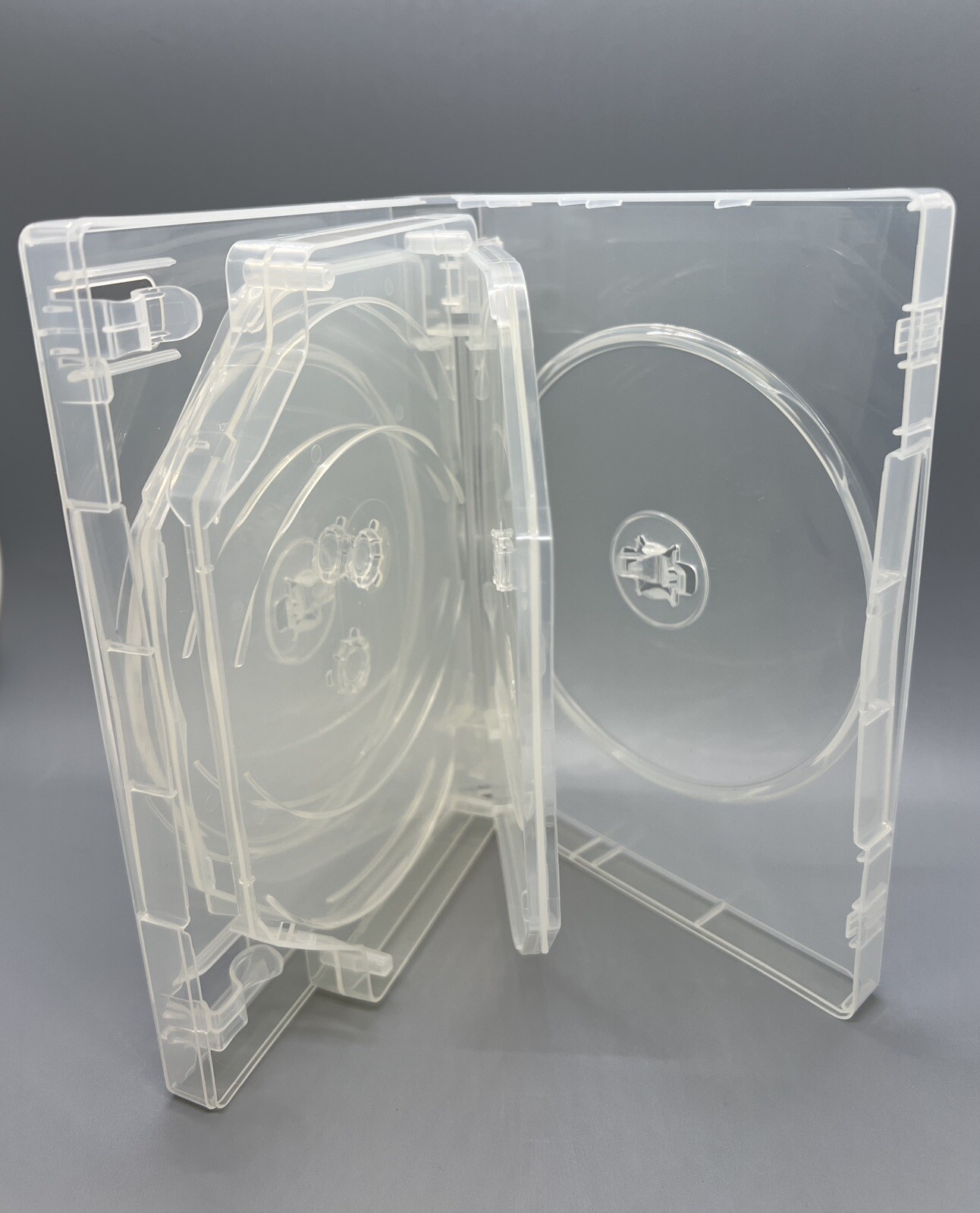 5 PCS TOP QUALITY NEW 27MM CLEAR 7-DVD CASE W/SWING TRAYS, M-LOCK HUB, FD-1201