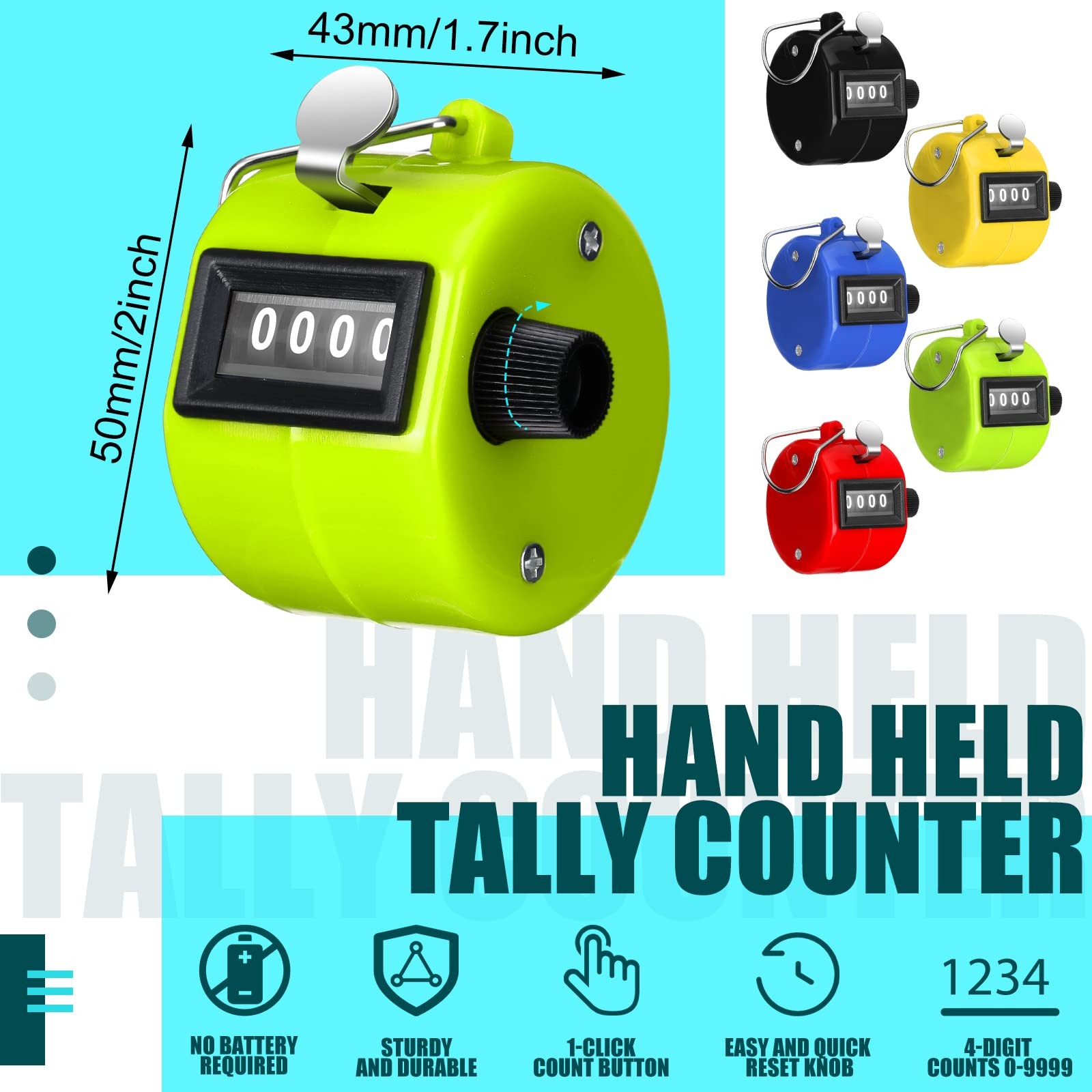 Kingdder 25 Pcs Hand Held Tally Counter 4 Digit Mechanical Palm Click Counter…