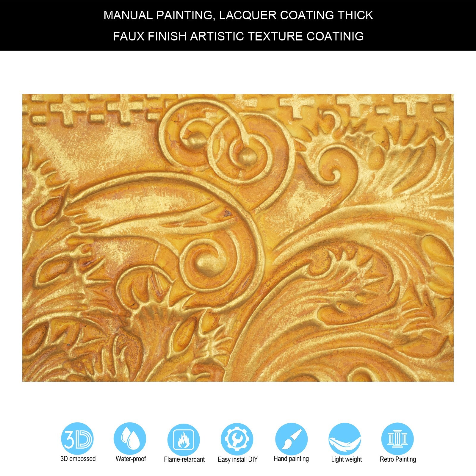 Artistic 3D Ceiling Tile Embossed Interior Wall Panel PL62 golden 10pcs/lot