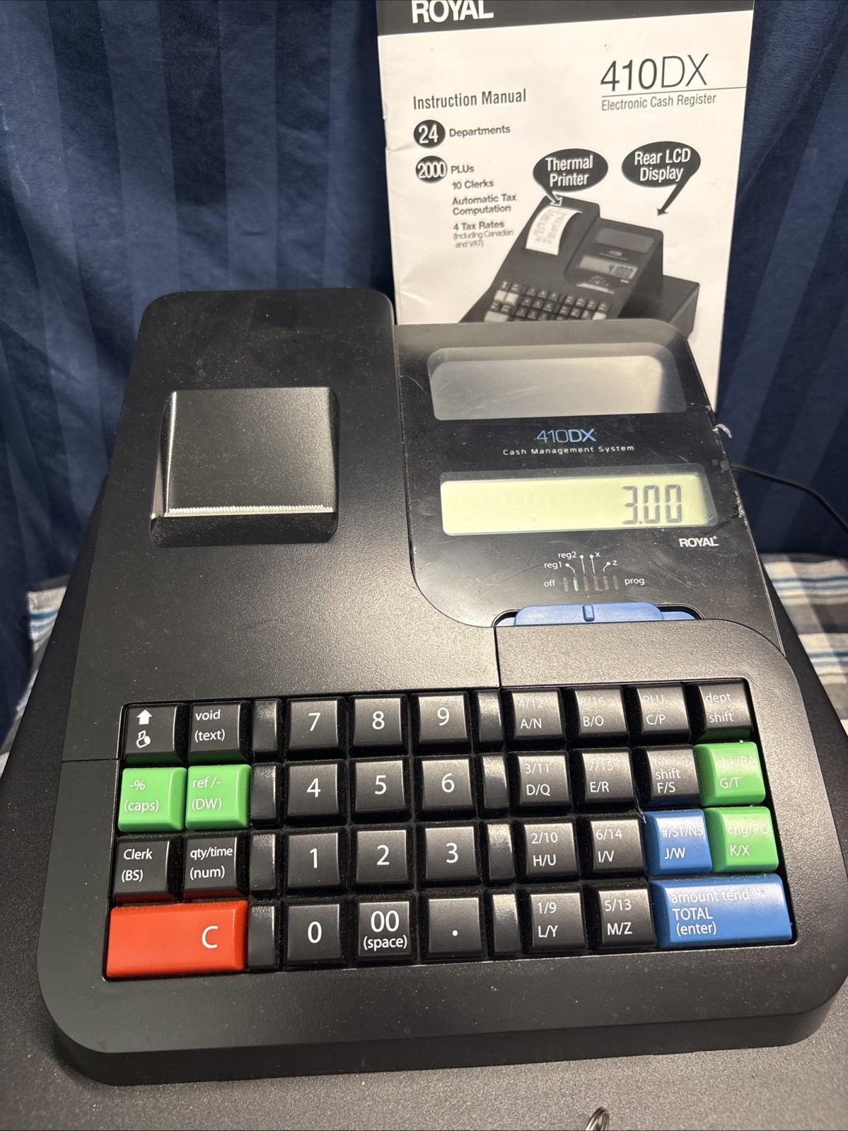 Used Royal 410DX Electronic Cash Register White, W/MANUAL please read E4