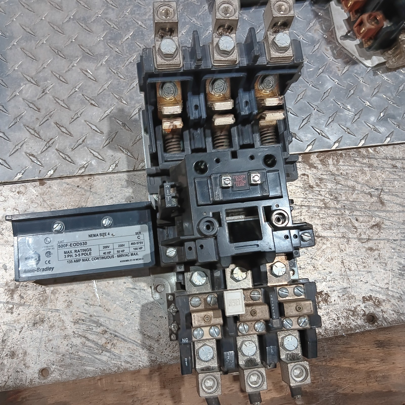 Allen Bradley 500-EOD930 SerC Size 4 Starter 40HP@200 50HP@230V 100HP@460/575V