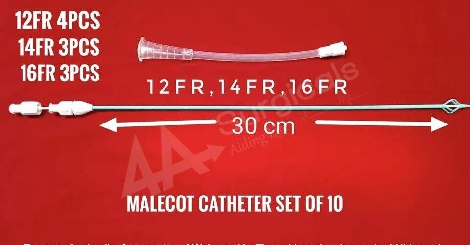 4A Malecot Assorted Sizes Urology Set of 10 Sterilised