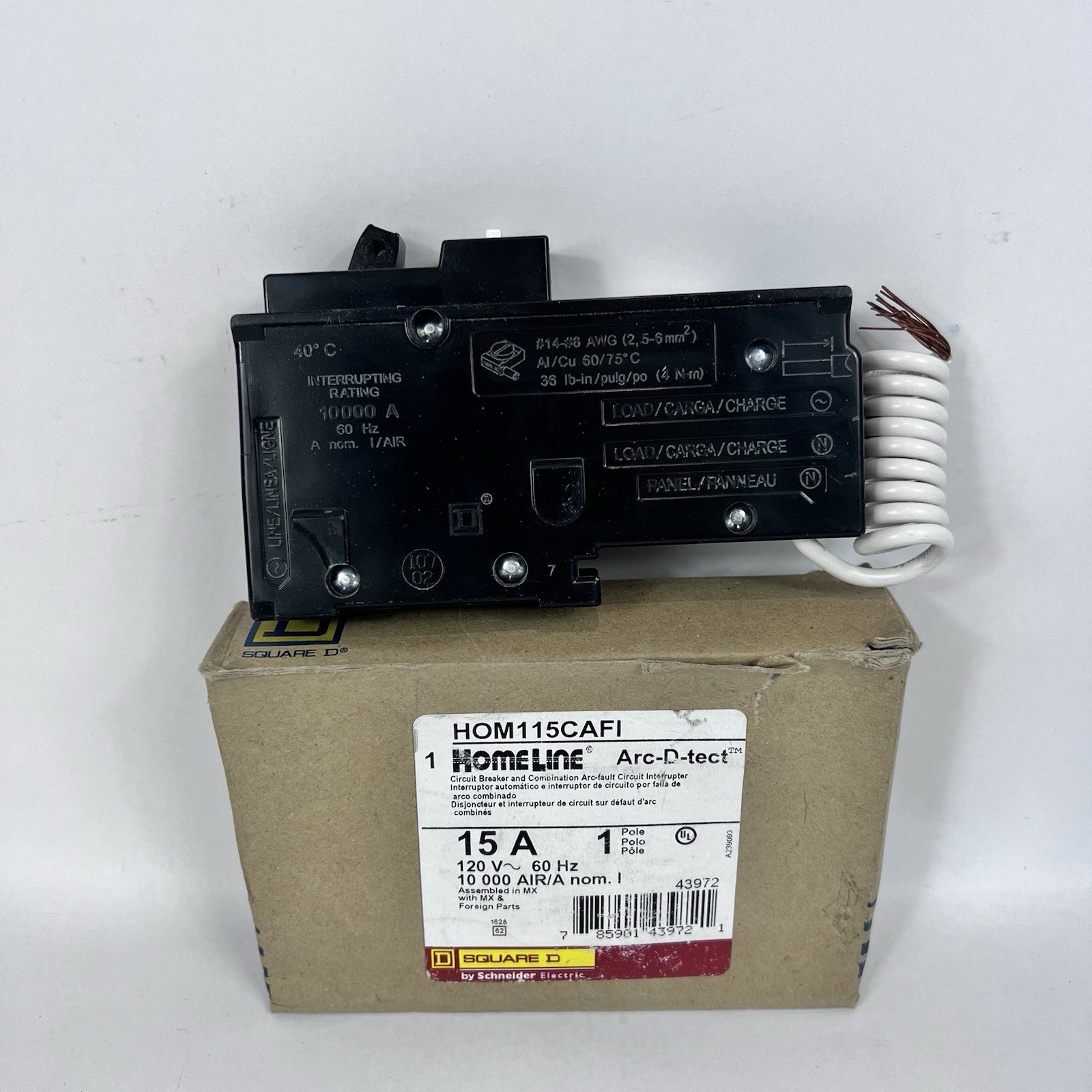 New Square D HOM115CAFI Circuit Breaker & Arc-fault Circuit Interrupter