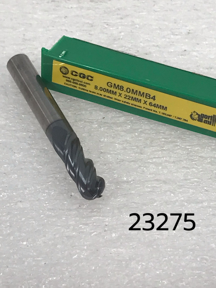 4 Flutes 8.0mm x 22.0mm x 64.0mm GMX35 Gorilla Mlll Carbide Ballnose EndMill