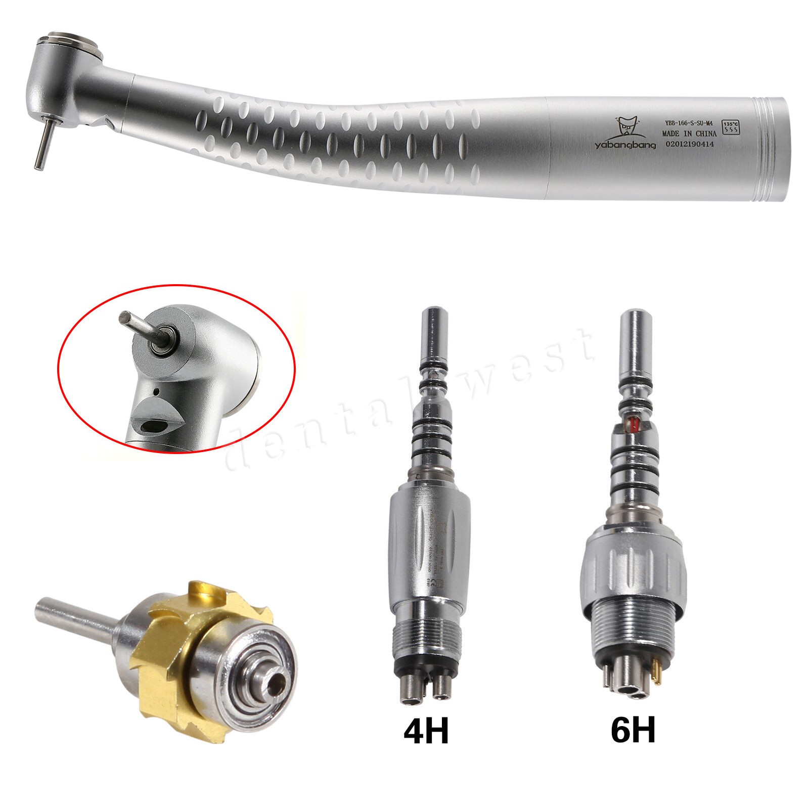 KaVo Style Dental Fiber Optic LED Handpiece Fast High Speed /LED Coupler 4/6Hole