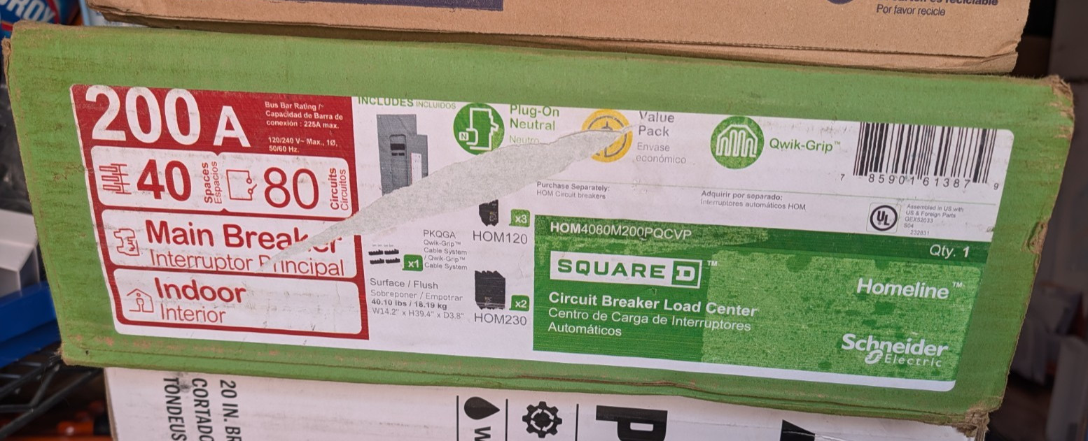 Square D Main Breaker 200 Amp 40-Space 80-Circuit Plug-On Neutral Load Center