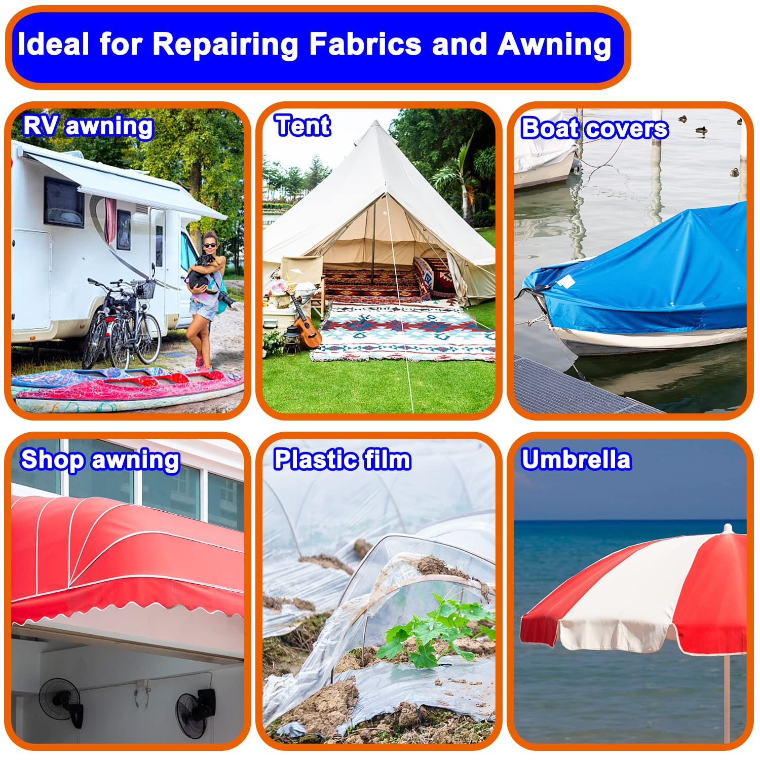 KAIHENG 39FT RV Awning Repair Tape,Waterproof Canvas Repair Patch Kit, Tent R…