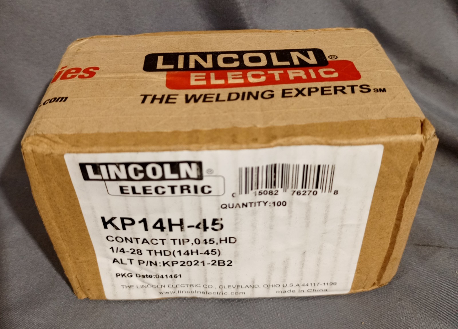 Box Of 100 Lincoln Eletronic KP14H-45 Contact Tips ,045