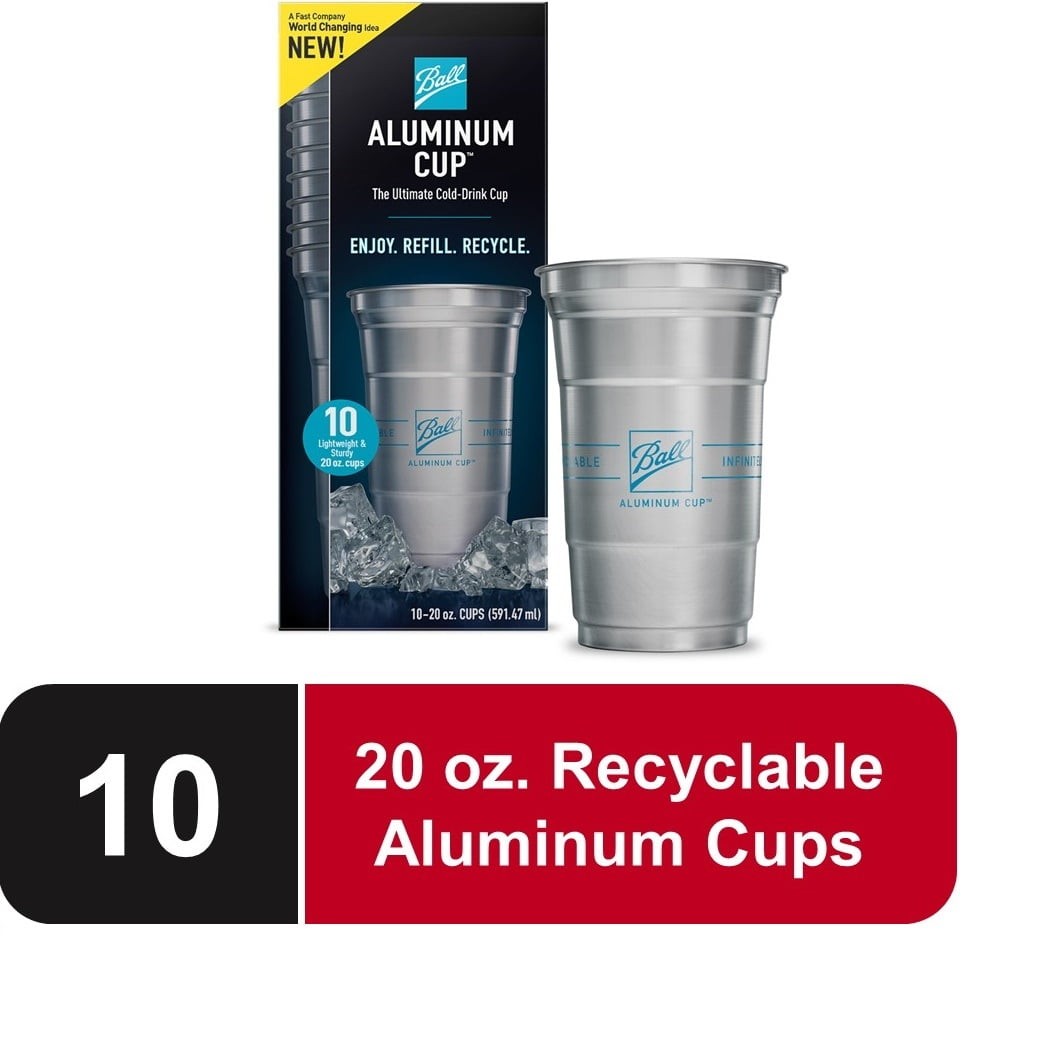Aluminum Cup,Disposable Recyclable Cold-Drink Cups,20 oz. Cups, Silver, 10 Count