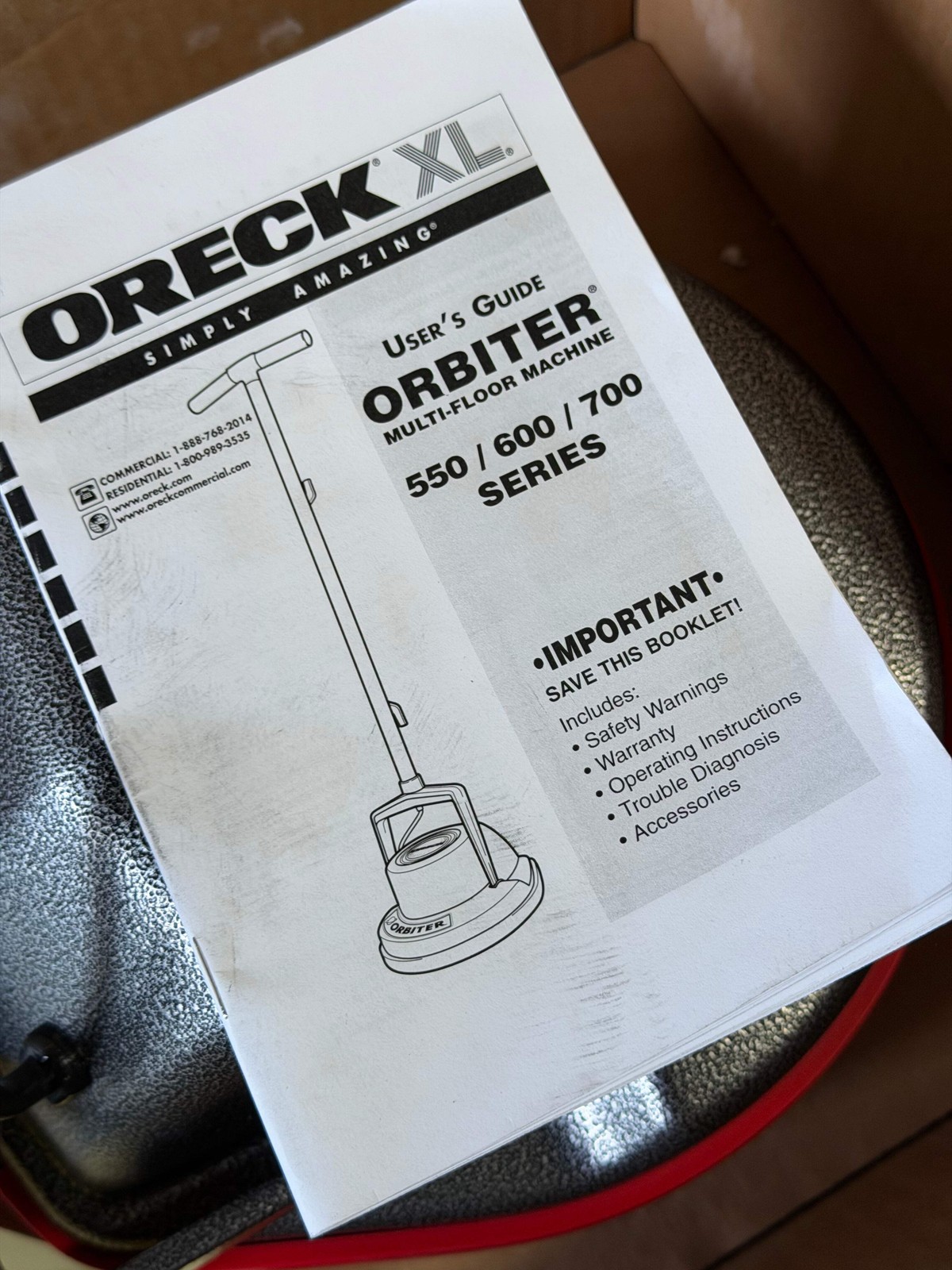 ORECK COMMERCIAL ORBITER HARD FLOOR CLEANER MACHINE GRAY/RED ORB550MC