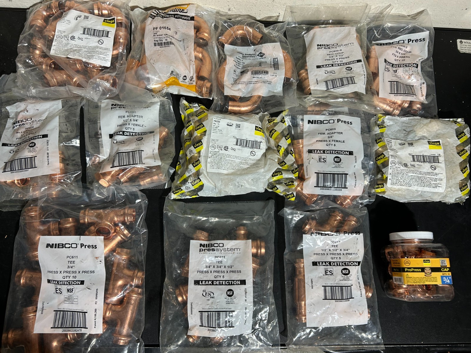 125 – NIBCO VIEGA PROPRESS COPPER PRO PRESS FITTINGS 3/4″ NIB. MADE IN USA