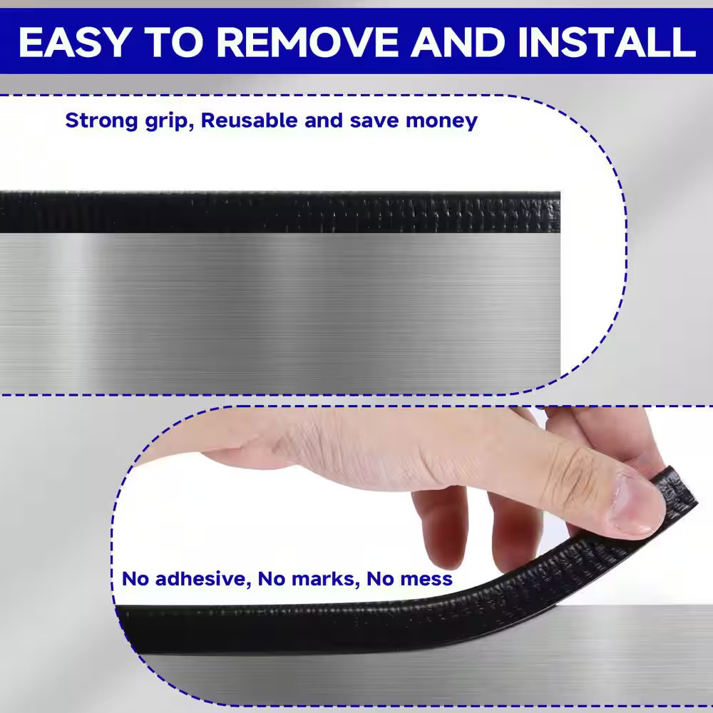 120 In. X 10 Ft. X 0.5 In. X 1 In. Flexible, Durable, Easy to Install, Black wit