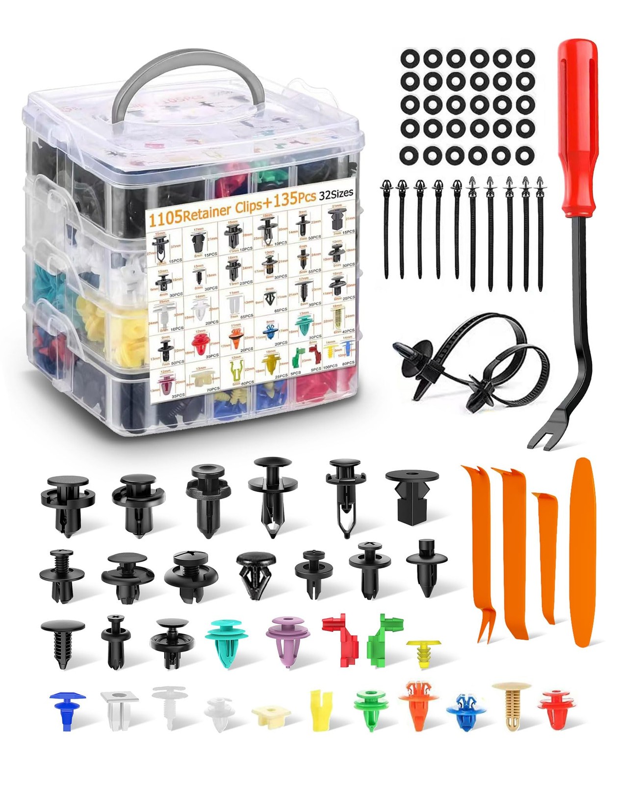 1240Pcs Car Retainer Clips Kit Bumper Fender Rivets for Toyota GM Ford