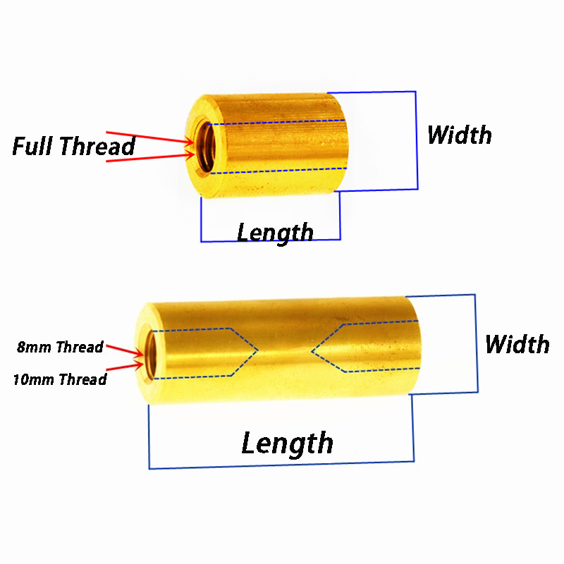 M1.6-M3.5 Brass Threaded Round Rod Tube Adapter Coupling Rod Bar Stud Connector