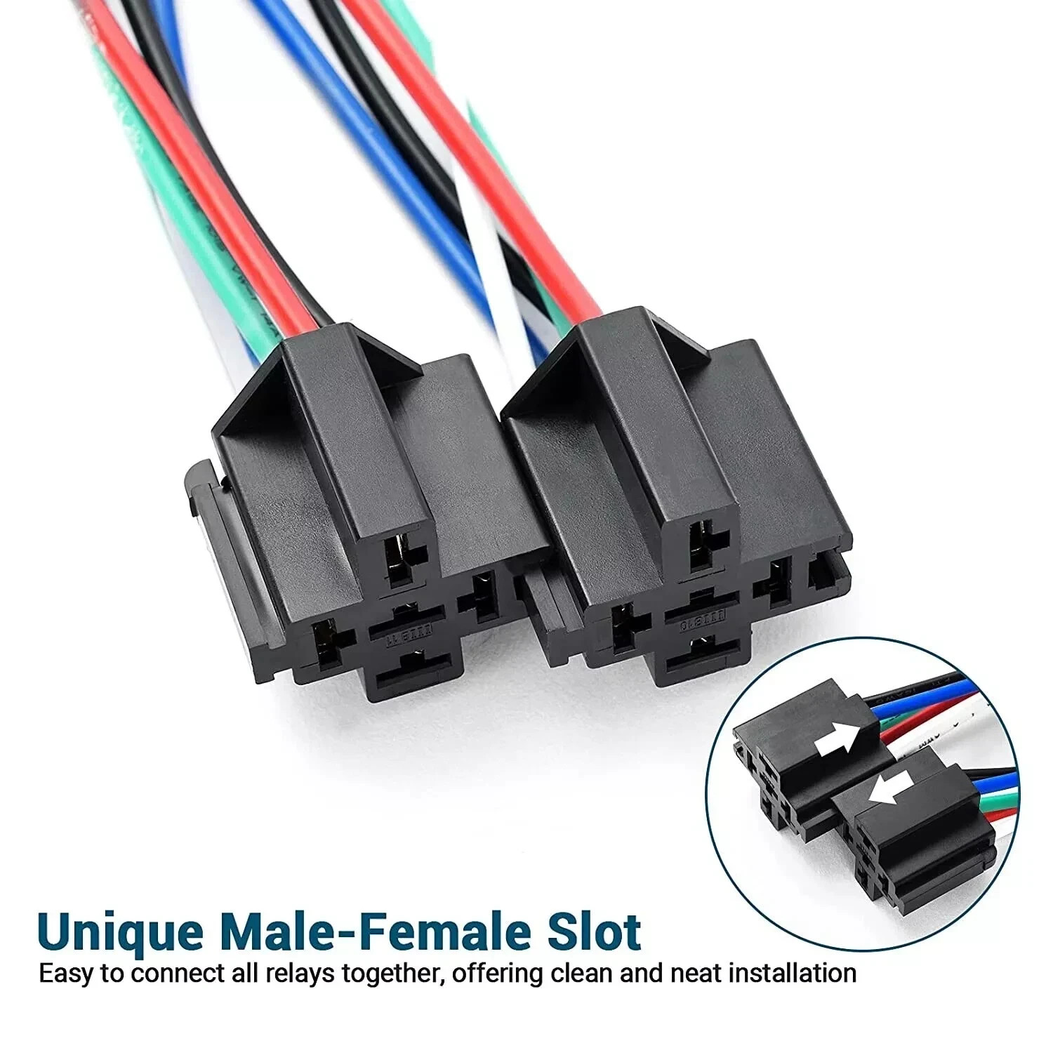 6 Pack 5 Pin Fuse Relay Switch Harness Set 30A 12V Universal SPDT 14 AWG Fuse US