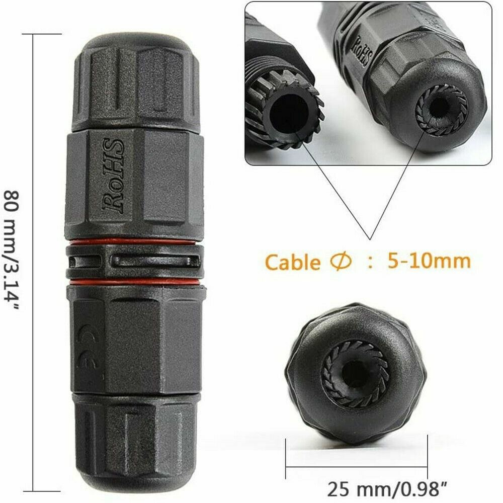2PK Junction Box Waterproof IP68 Electric Cable Wire Plug Connector Protection