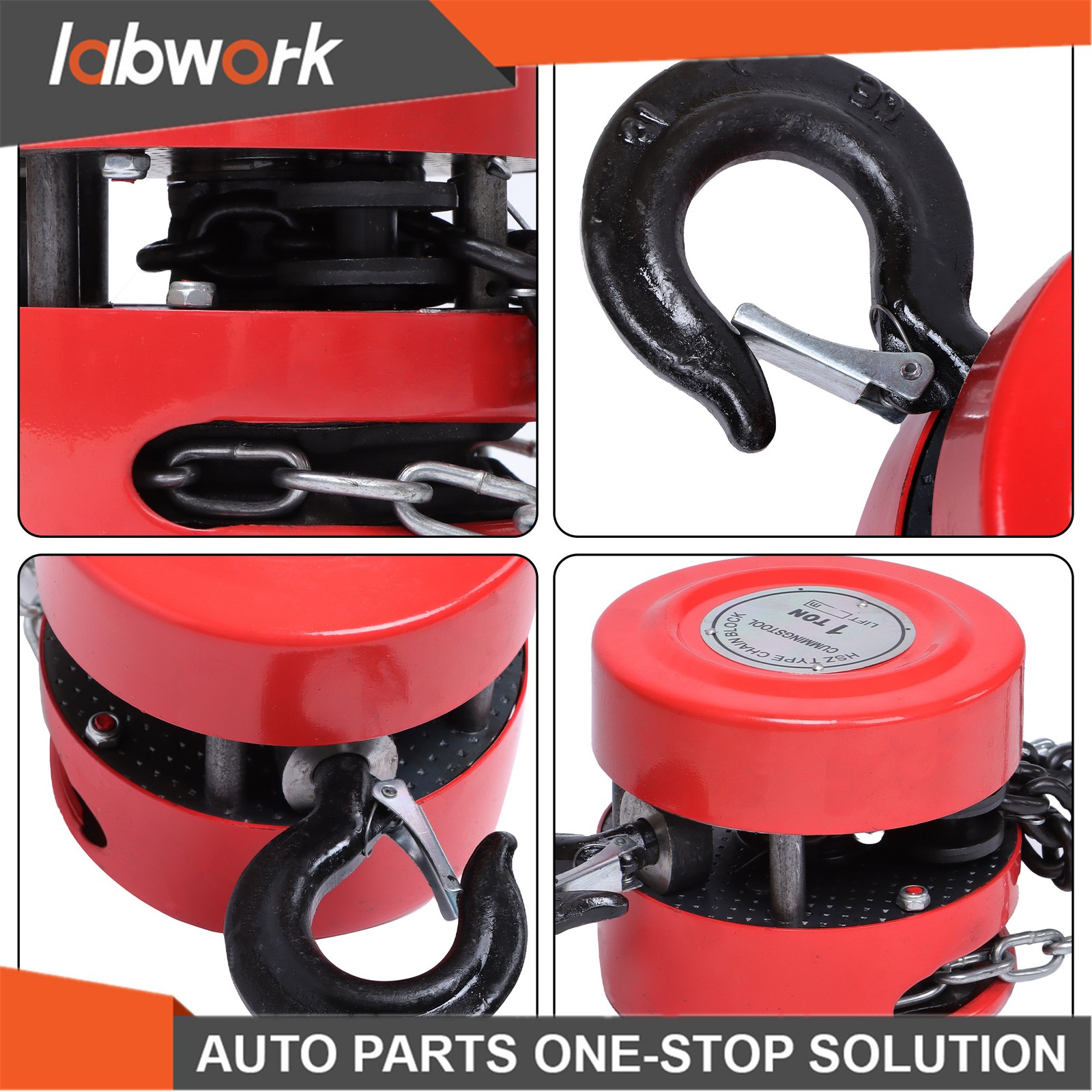 Labwork 2200lbs/1 Ton 8FT/2.4m Lift Manual Hoist G80 Chain w/ 2 Heavy Duty Hooks