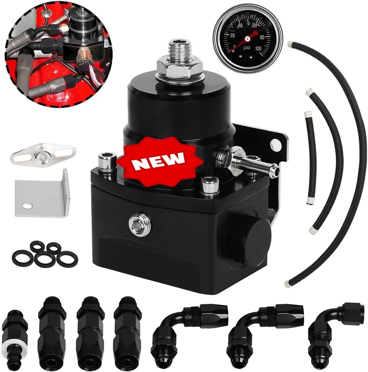 Kit de regulador de presión de combustible ajustable, calibre de aceite de 20-80