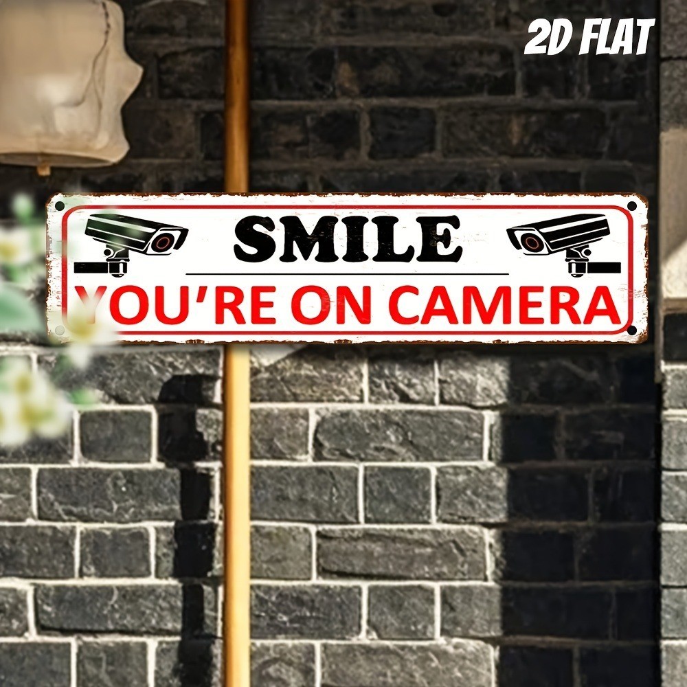 «YOU’RE ON CAMERA» Aluminum Wall Mount For Street Patio Shop Creative Home Decor
