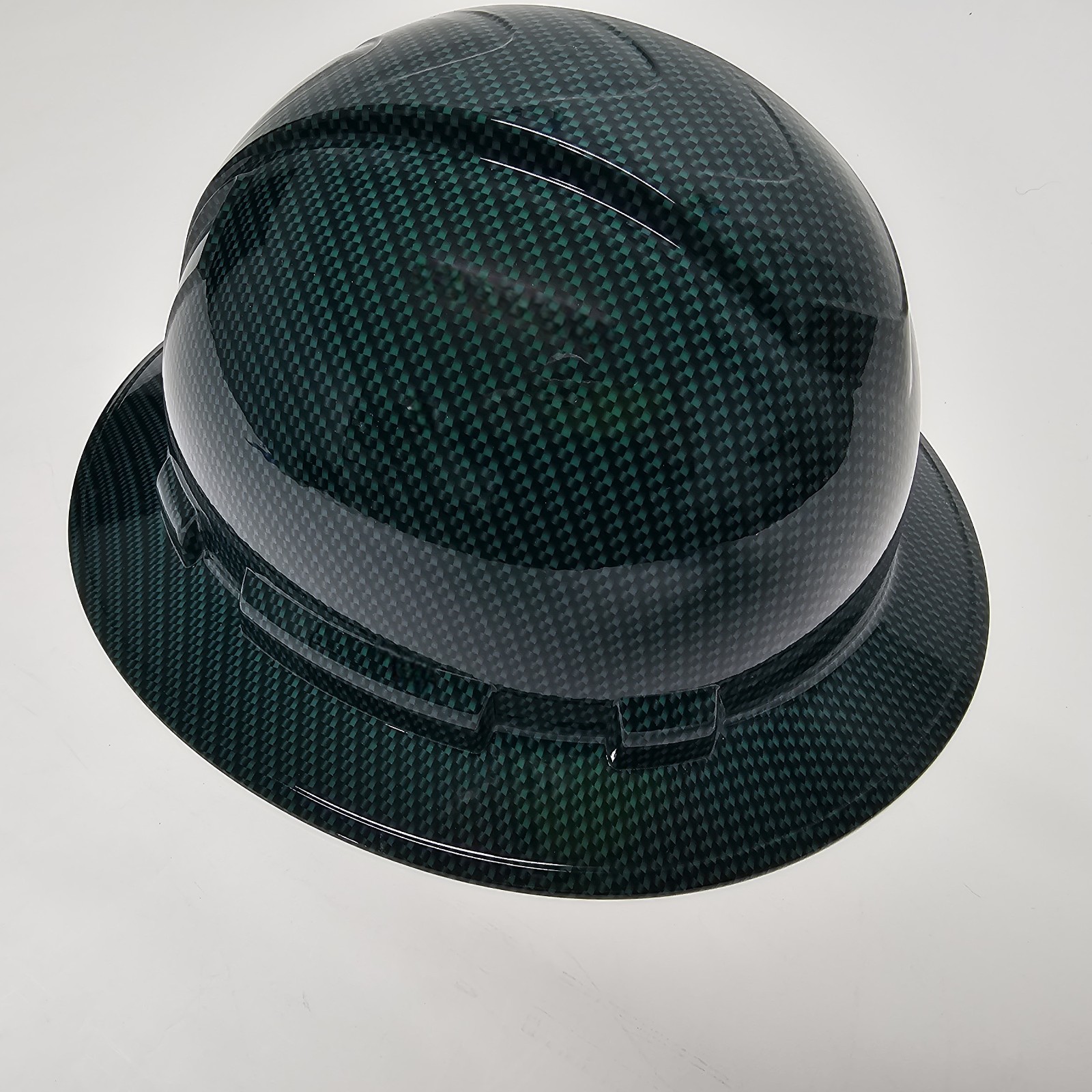 full brim hard hat custom hydro dipped IN DARK GREEN CARBON FIBER NEW