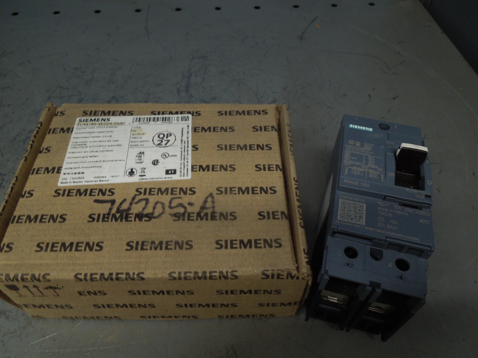 Siemens 3VA4195-4ED24-0AA0 15A 2p 600Y/347V Molded Case Breaker New Surplus