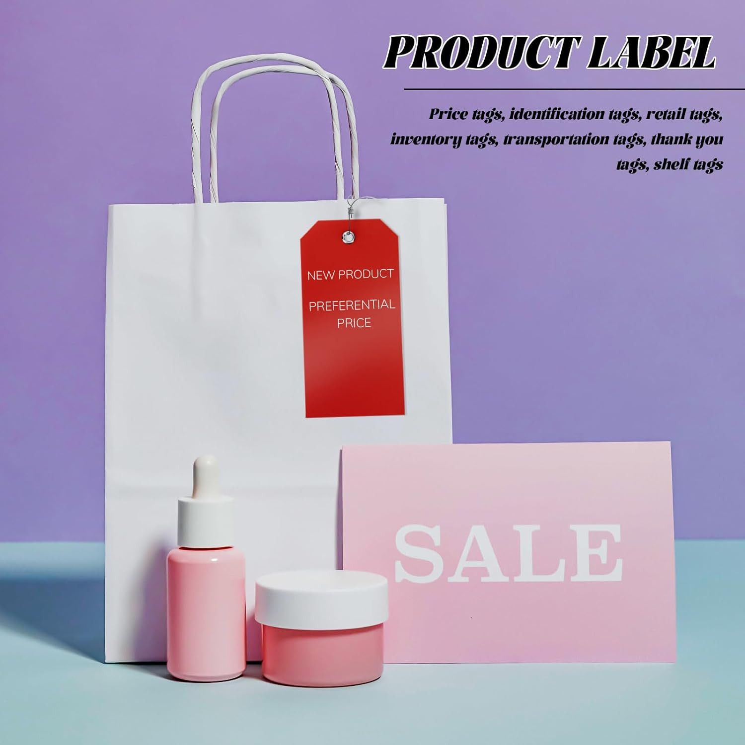 100 Sets Plastic Shipping Tags with Wire, 5 Colors Metal Eyelet Waterproof Tags