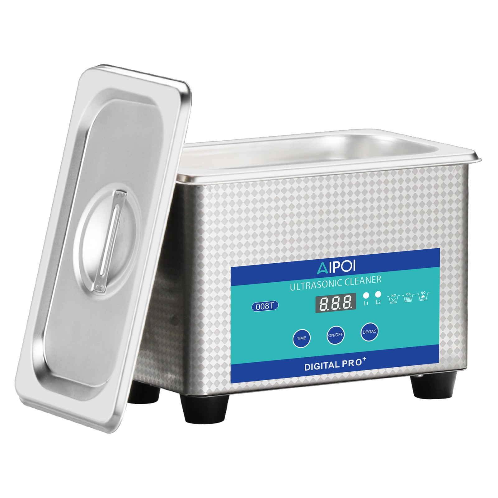 0.8L Ultrasonic Cleaner Stainless Steel Tank & Digital Timer for Jewelry Glasses
