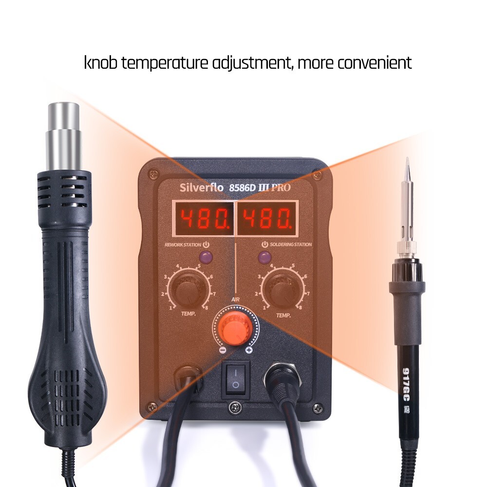 780W Silverflo 8586D-III Soldering Station Kit Hot Air Rework station Tool Set