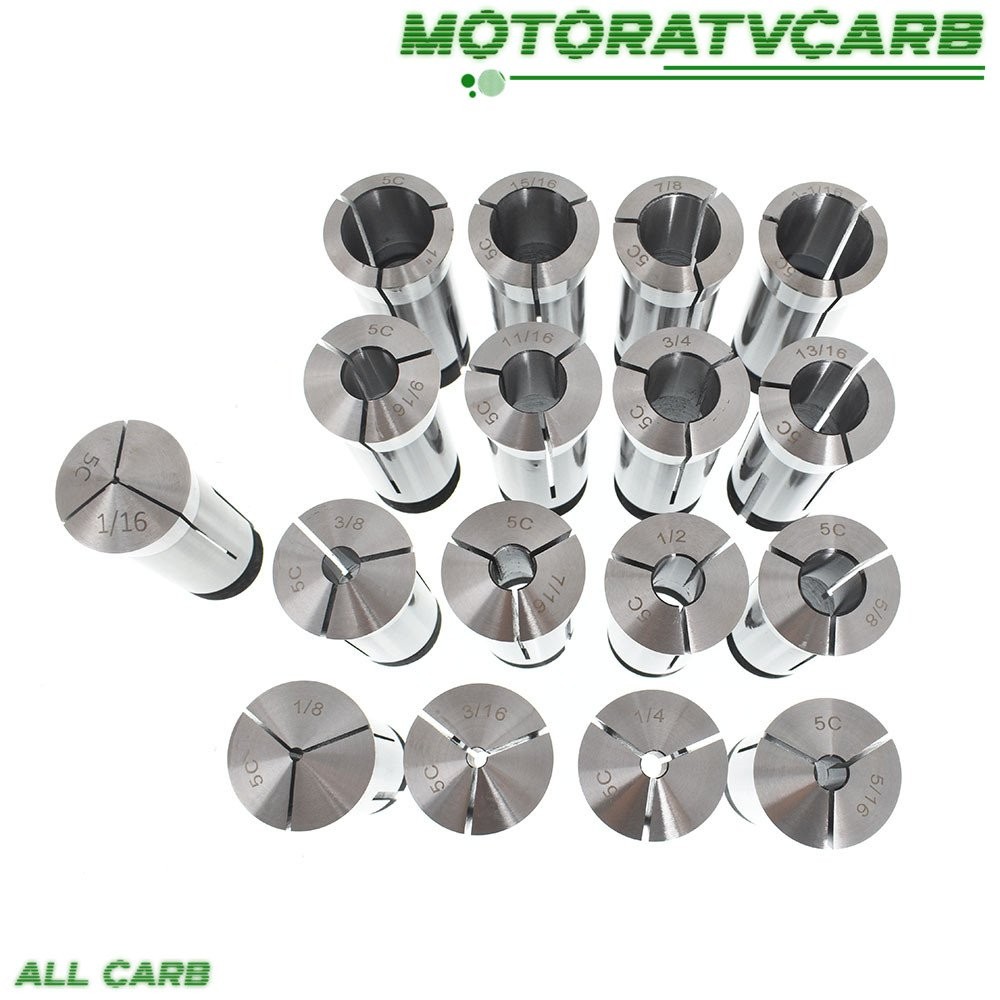 ALL-CARB 17Pcs 1/16 – 1-1/16″ 5C Round Collet Set By 16th Harden 0006″ TIR Steel
