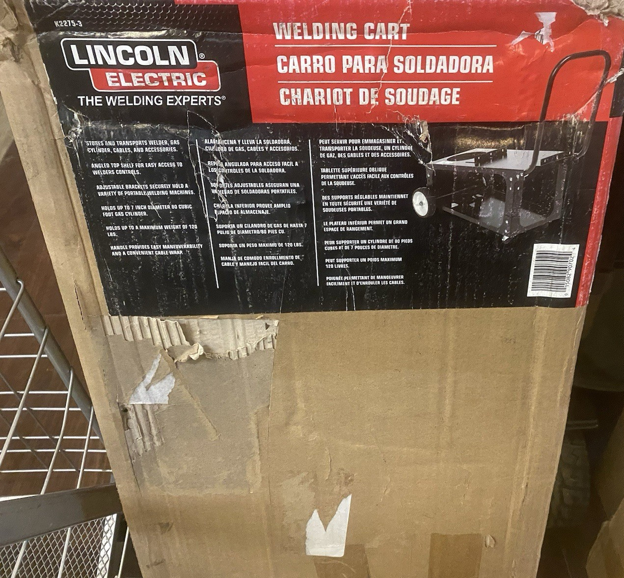 BRAND NEW LINCOLN ELECTRIC K2275-3 Welding Cart, 1 Shelf, Steel 6JDT2
