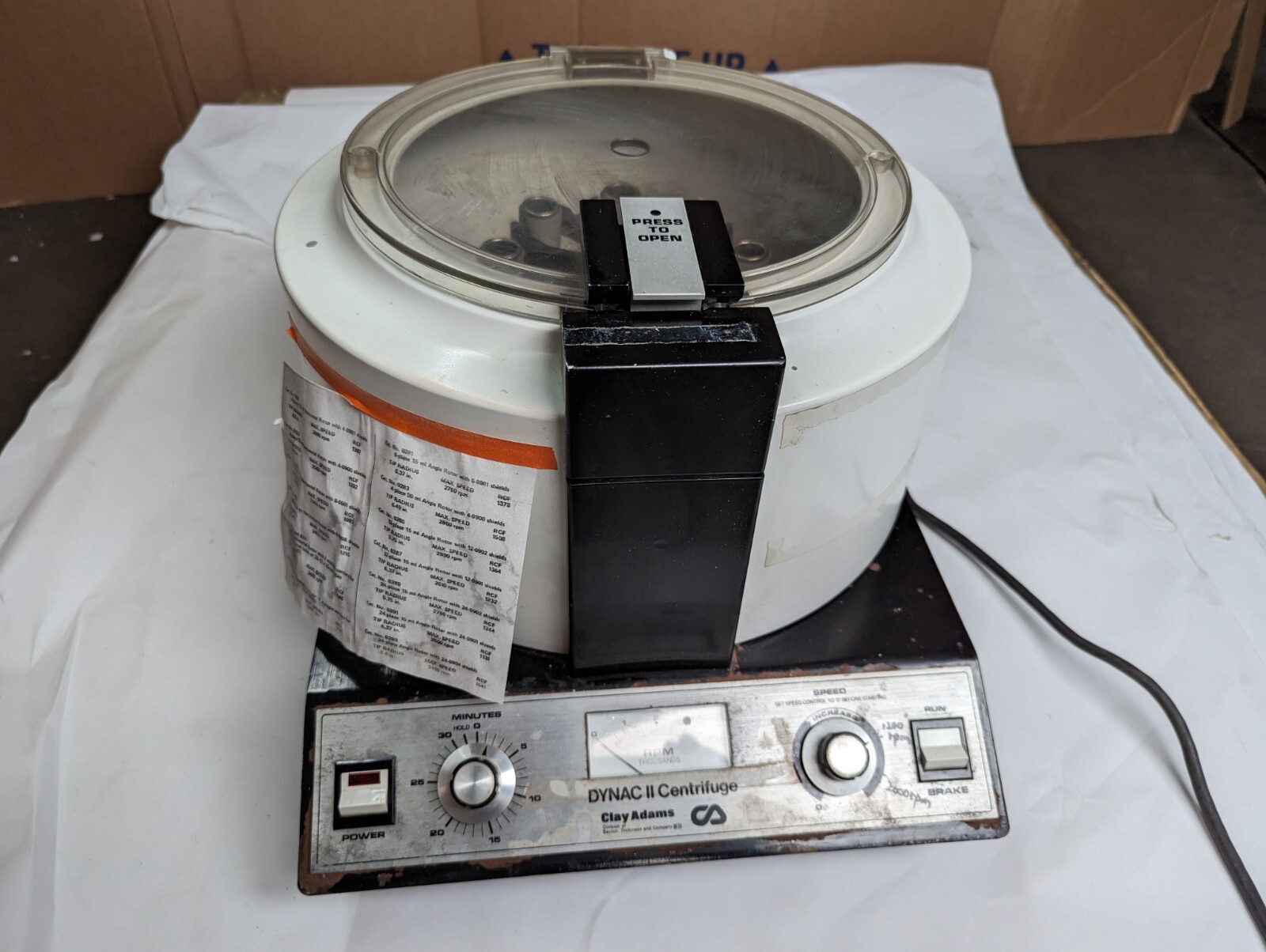 Becton Dickinson Clay Adams Dynac II Centrifuge W/ Rotors 120v – TESTED WORKING